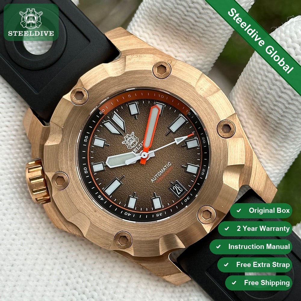 STEELDIVE SD1942S Mens Bronze 45mm 1000M Automatic Dive Watch NH35 Sapphire