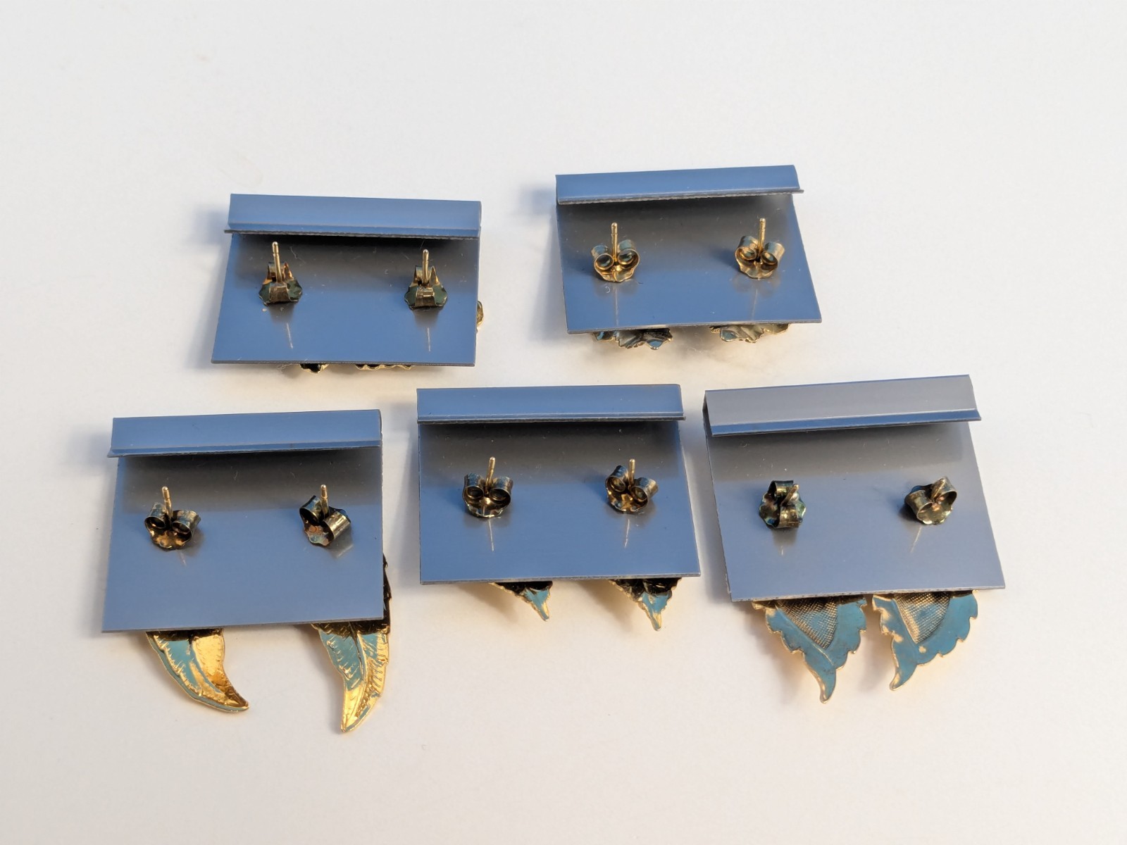 Leaf Leaves Tree Plant Vintage 80s Earrings 5 pair Lot