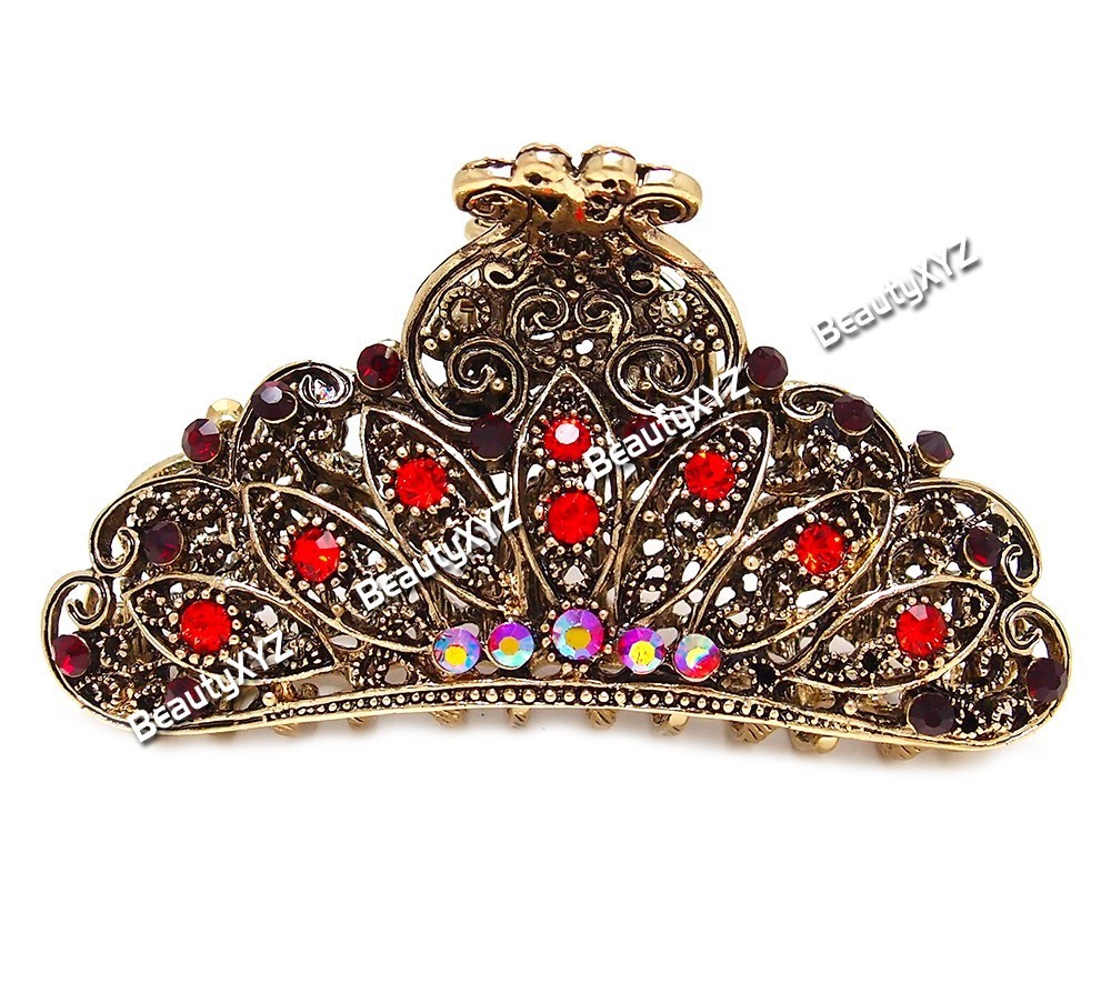 Top Quality Women Rhinestone X-Large Metal Claw Hair Clip brown or red color