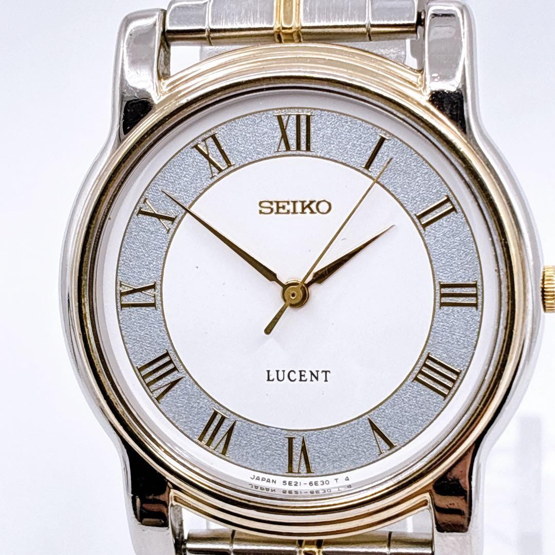 SEIKO Lucent 5E21-6E00 Roman Dial Quartz Watch 1998 Working