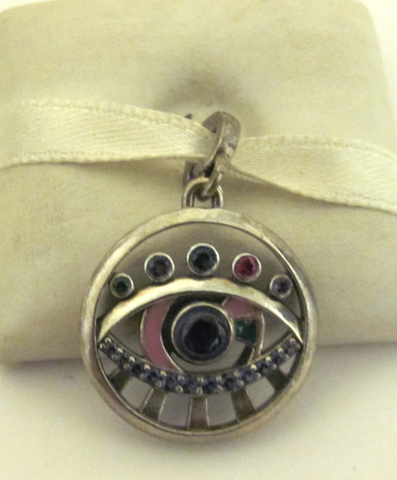 Authentic Pandora Charm, ME My Eye Medallion Dangle, #799668C01, Multicolor CZ