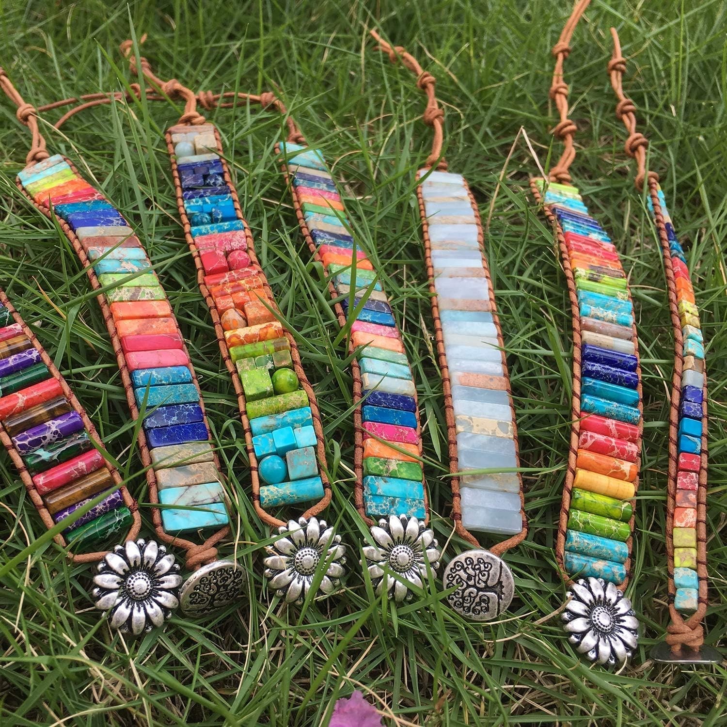 Chakra Healing Bracelet with Sunflower Button – Perfect Gift for Loved Ones