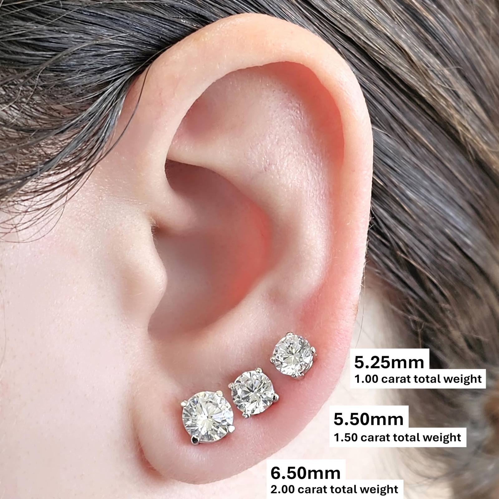 14K Gold Post & Sterling Silver 4 Prong Stud Earrings Pure Brilliance Zirconia