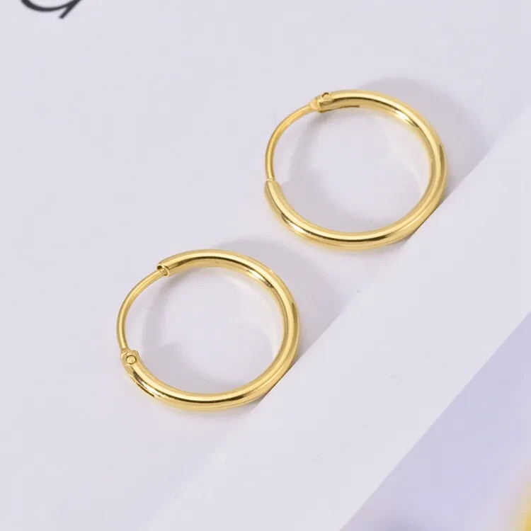 9CT GOLD CHILDREN’S 10mm HINGED SLEEPER HOOP EARRINGS – CHILD’S –