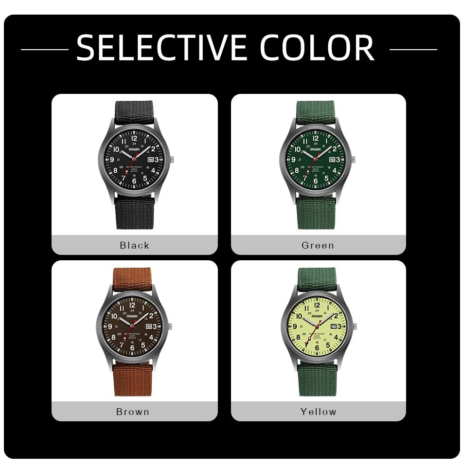 Men’s Military Army Luminous 24 Hours Dial Nylon Strap Date Quartz Wrist Watch