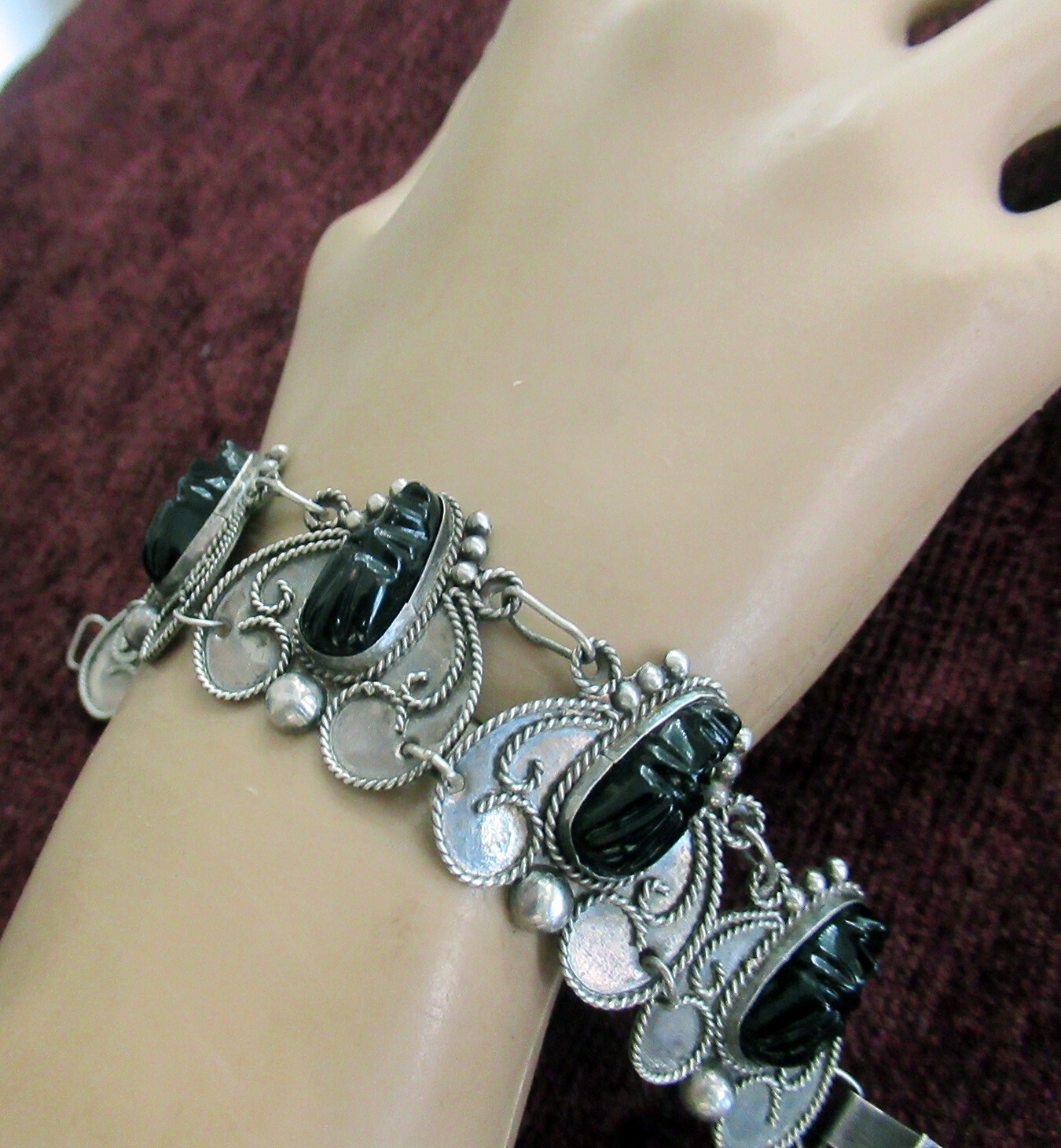 VINTAGE MEXICO STERLING BRACELET – 6 1/4 INCH WRIST, 1 INCH WIDE