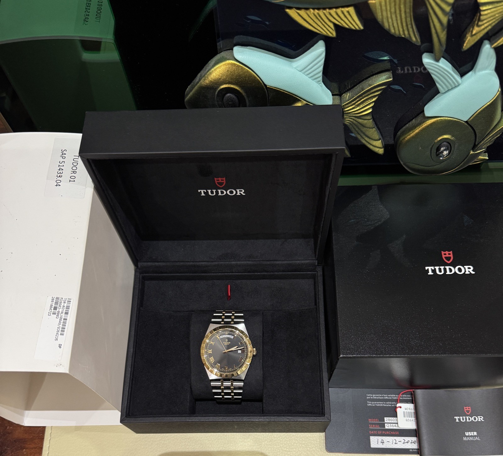 Auth 2020 Tudor Royal Day Date Steel & Gold Mens Watch 28603 With Box & Papers