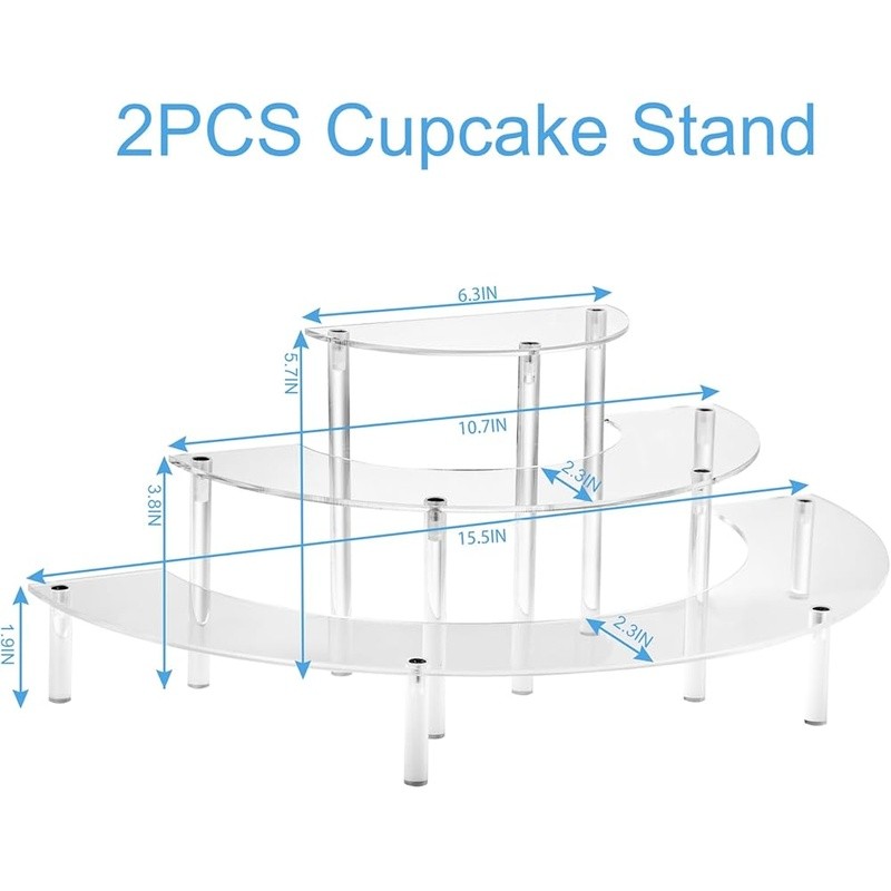 Acrylic Display Risers 3-Tier Organizer Stand Storage Easy Assembly Solution New