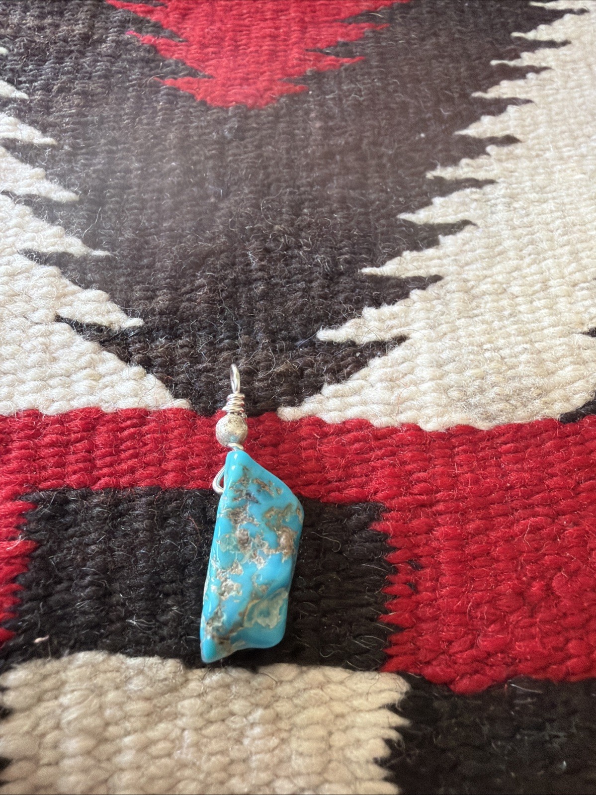 Pendant Genuine Kingman Turquoise Pentagon Sterling Silver Bead – Bale 1 1/2”