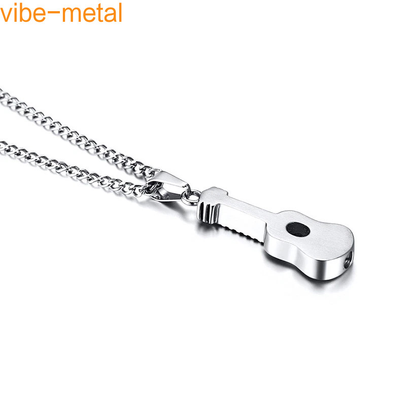 Guitar Cremation Pendants Ashes Holder Box Memorial Urn Necklace Stainless Steel