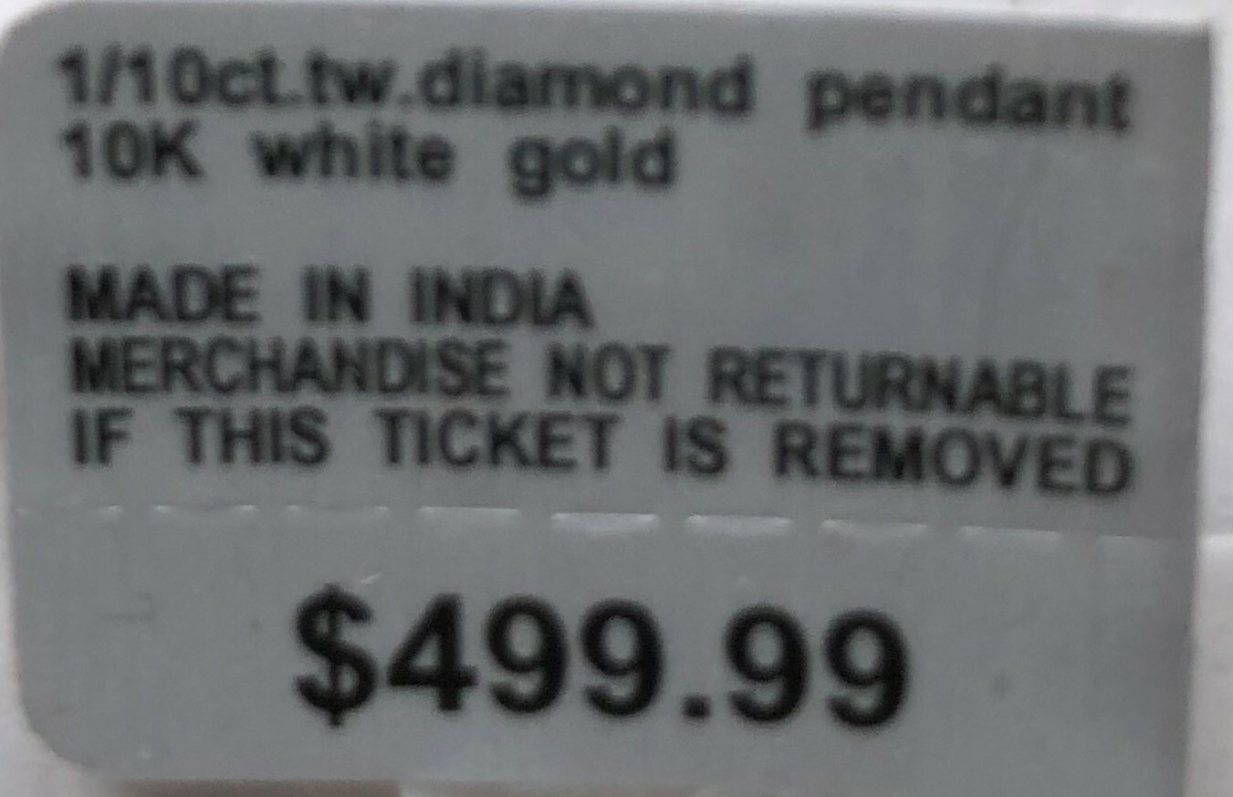 BRAND NEW 1/10CT TW DIAMOND PENDANT, RETAILS AT 499.99, 10 KARAT WHITE GOLD