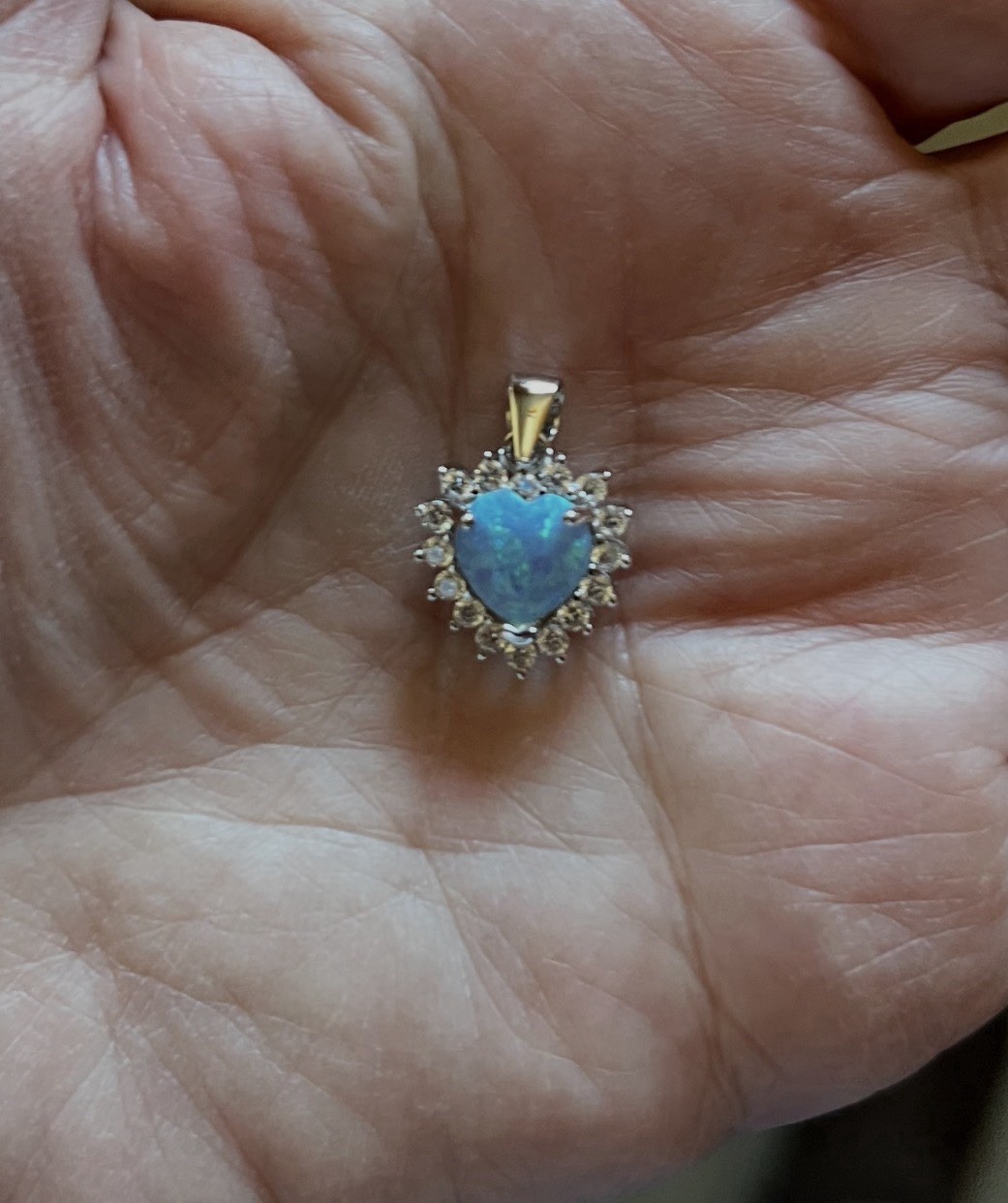 Sterling Silver Blue Lab Opal Heart Pendant Necklace 20”. Pendant Height:13 mm💙