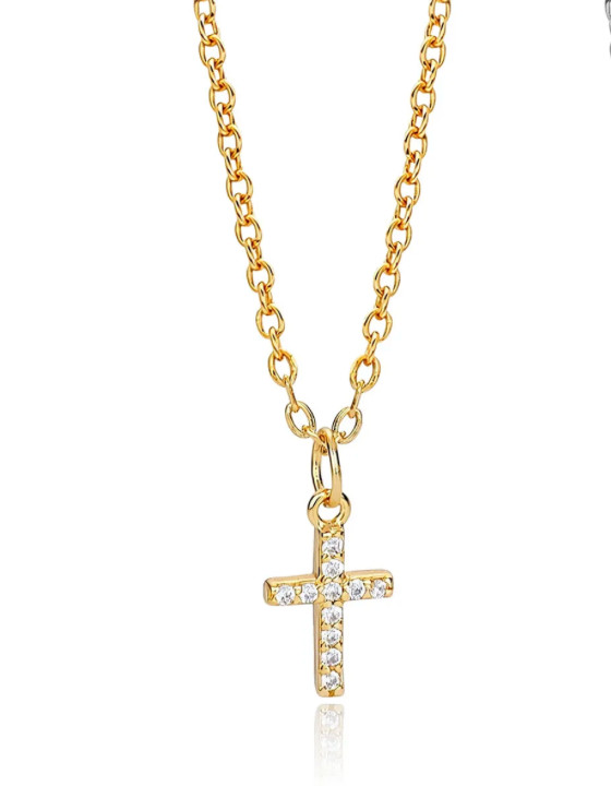 925 Sterling Silver Cross Necklace With Cubic Zirconia Dainty Pendant/Chain