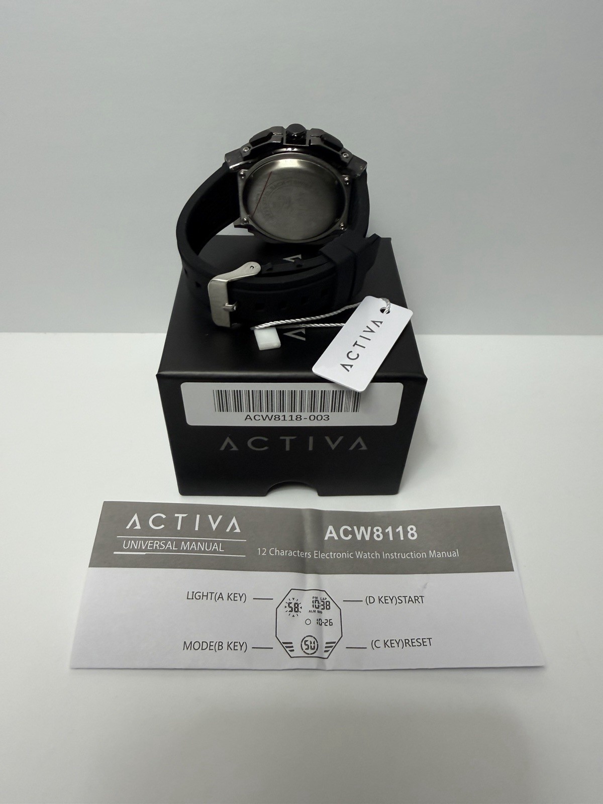 Activa ACW8118-003 Active Collection Black Ana-Digi Sport Watch blue backlight
