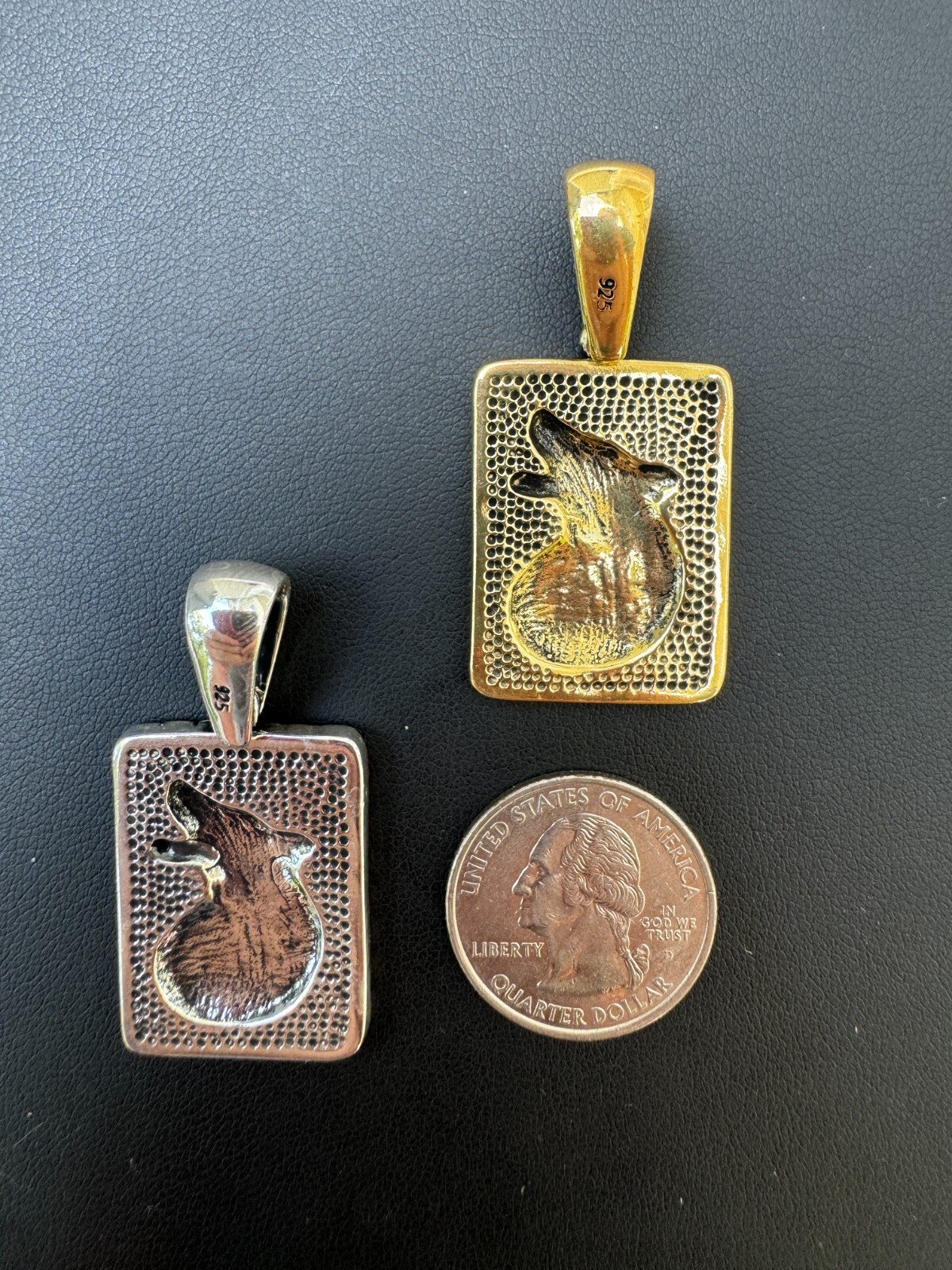 Solid 925 Silver / Gold Plated Oxidized Howling Lone Wolf Pendant Necklace
