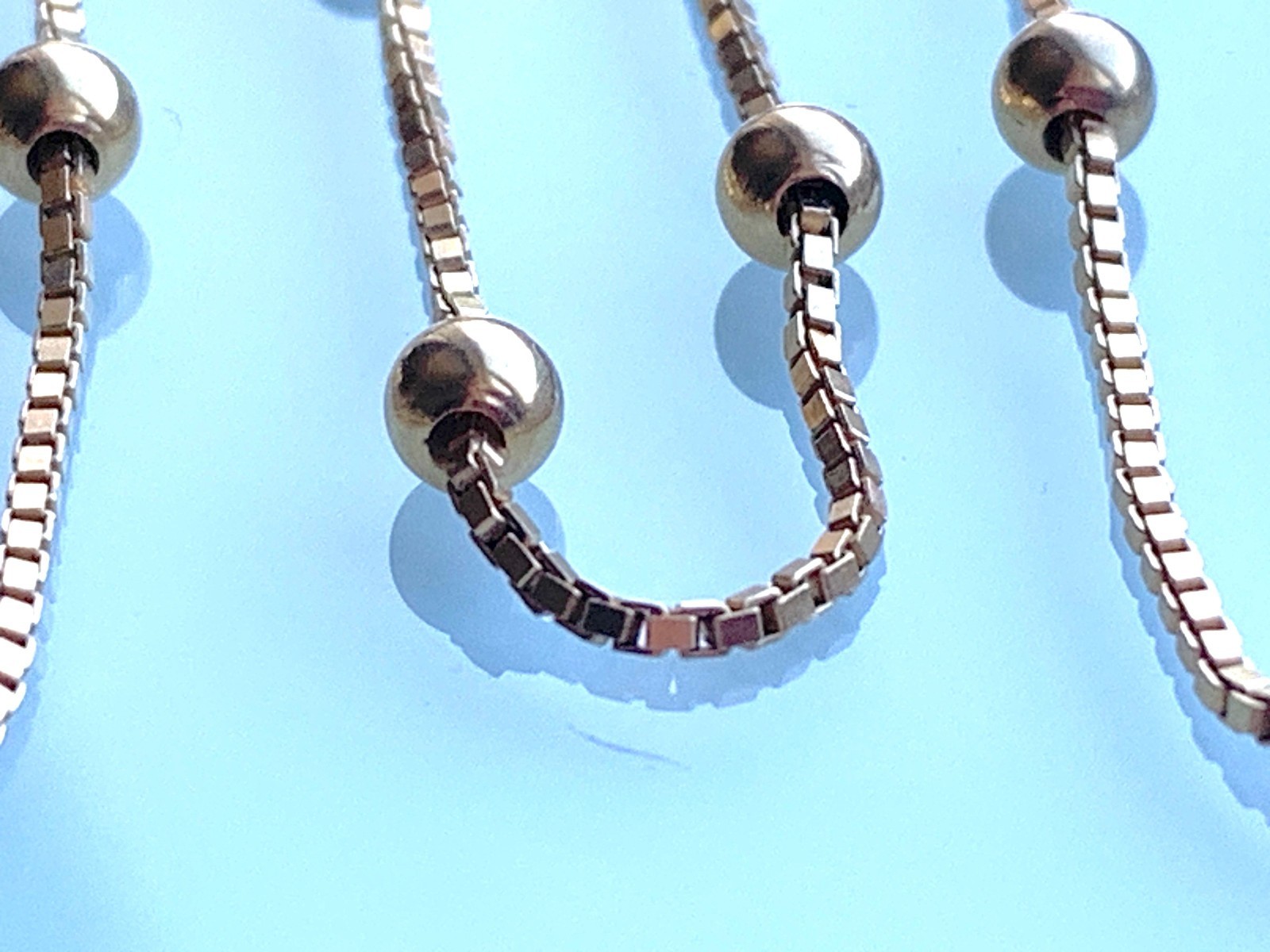 9ct / 9k Gold Ball Ball & Box 23.5″ Chain 7.83g