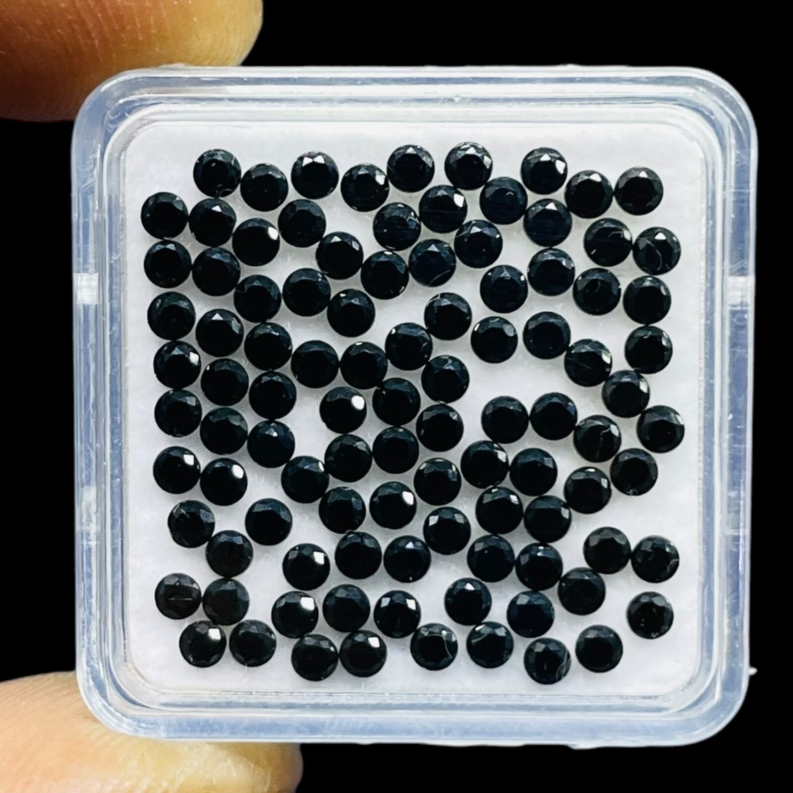 100 Pcs Natural Black Spinel 2mm Round Diamond Cut Calibrated Loose Gemstones