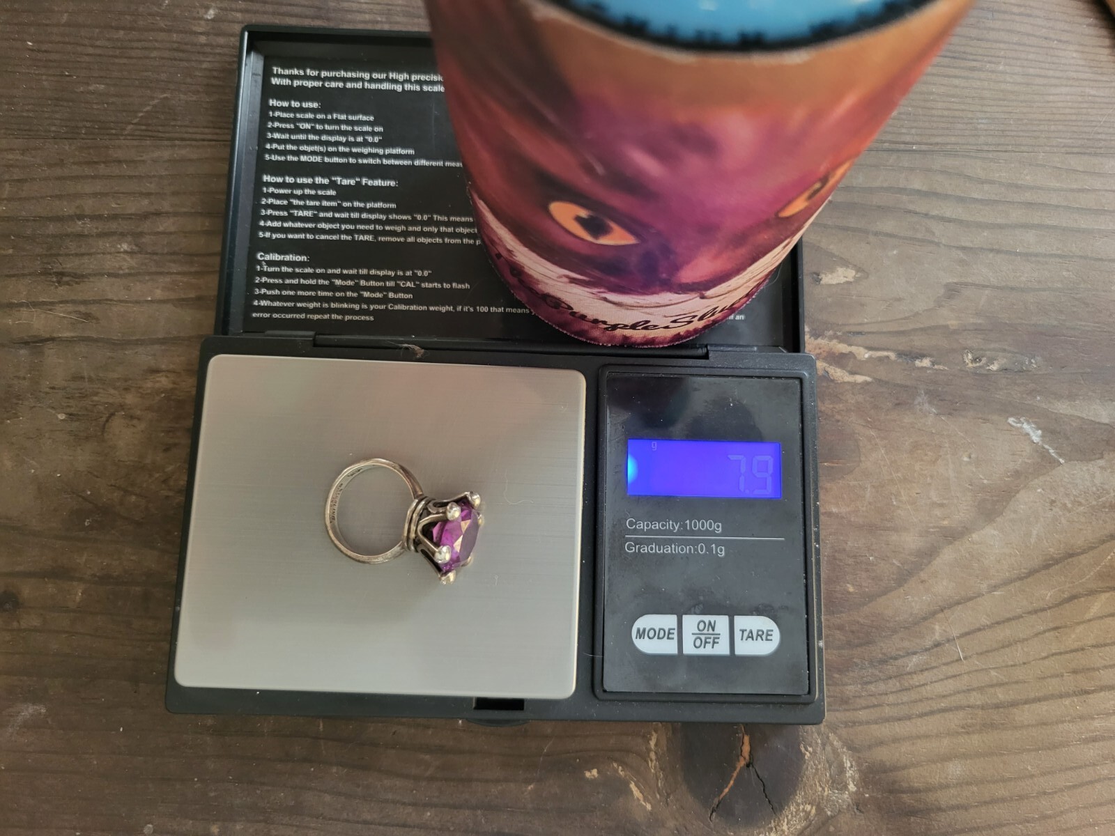 Large Purple Topaz Sterling Ring Size 6.75 Brilliant Cut 7.9g Statement 13.7mm