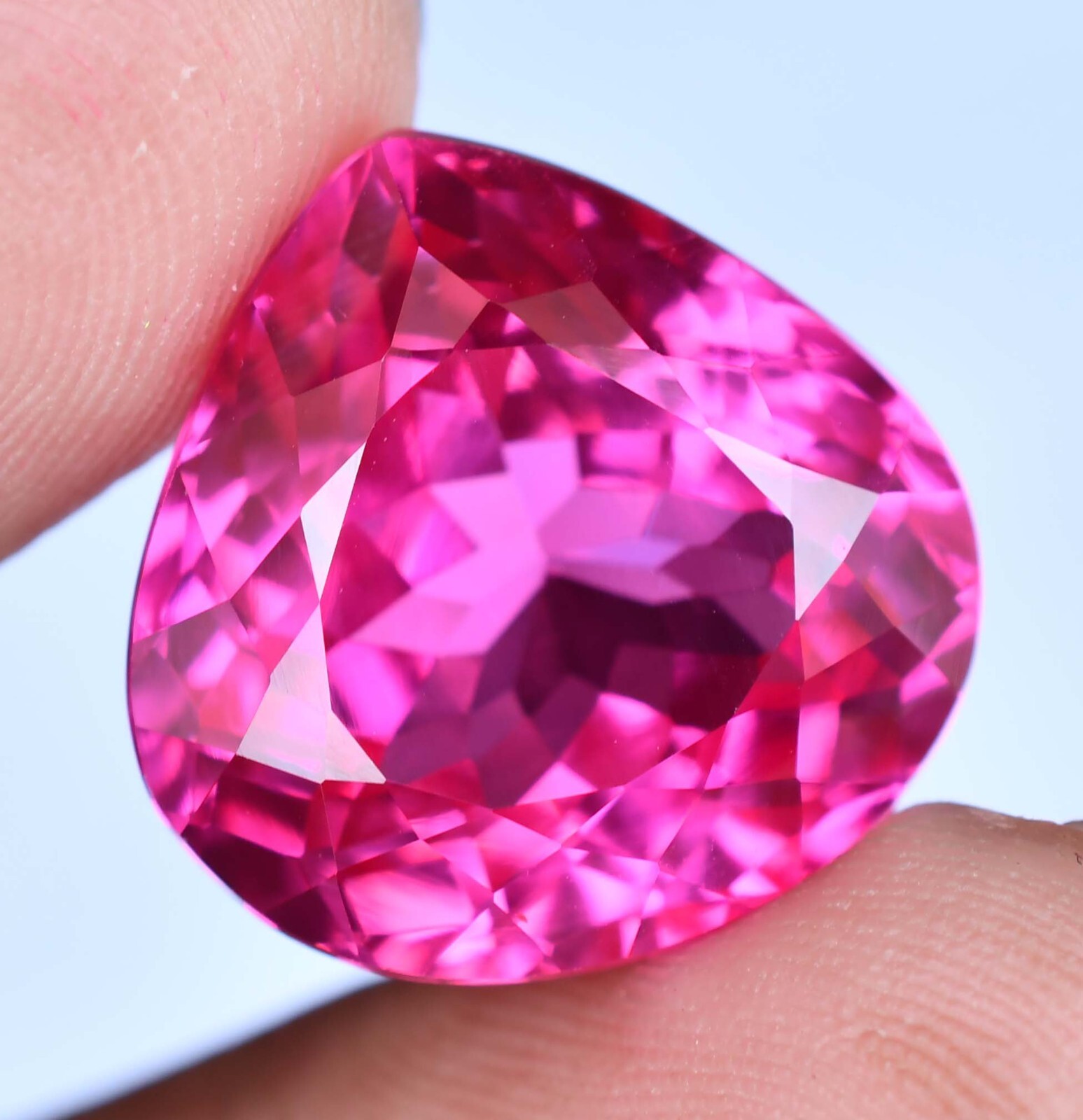 Natural Mogok Pink Ruby 26.35 Ct Pear Certified Flawless Loose Gemstone