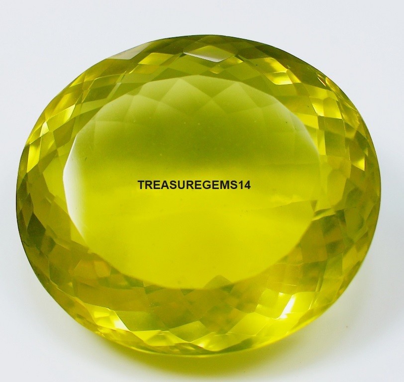 24.3 Ct 11X16X21 mm Natural Transparent Lemon Quartz faceted Oval Gems KB-50