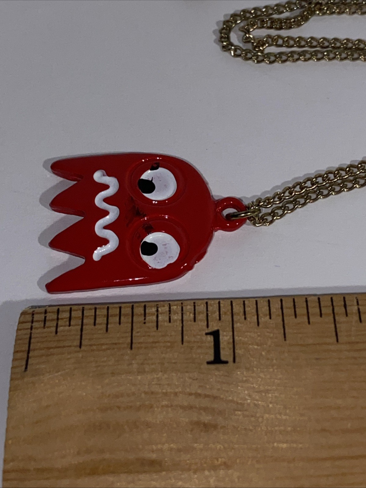 Vintage PAC Man Video Game Red Ghost Necklace