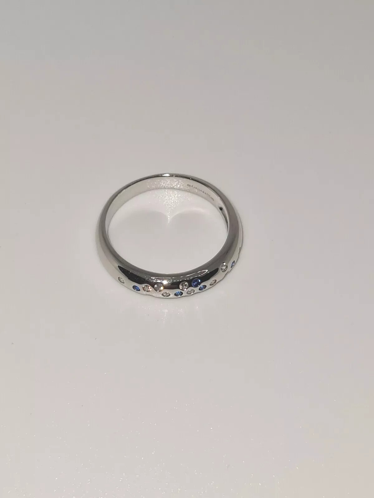 925 STERLING SILVER,LAB CREATED BLUE WHITE SAPPHIRE WEDDING ETERNITY BAND…