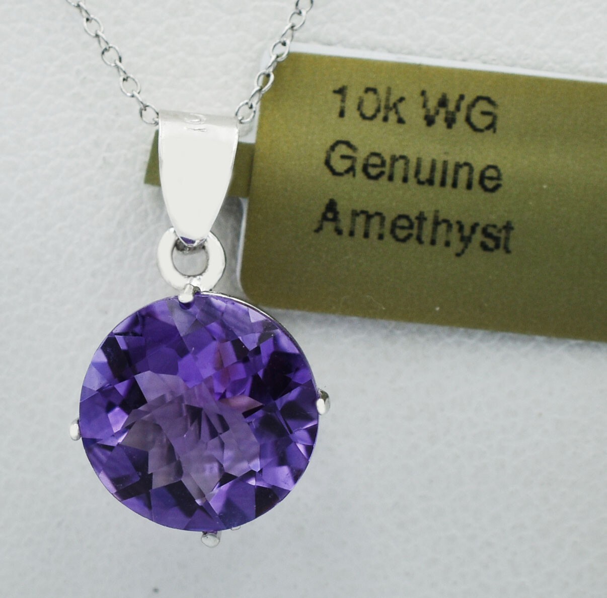 GENUINE 3.34 Cts AMETHYST PENDANT 10K WHITE GOLD – Free Appraisal Service – NWT