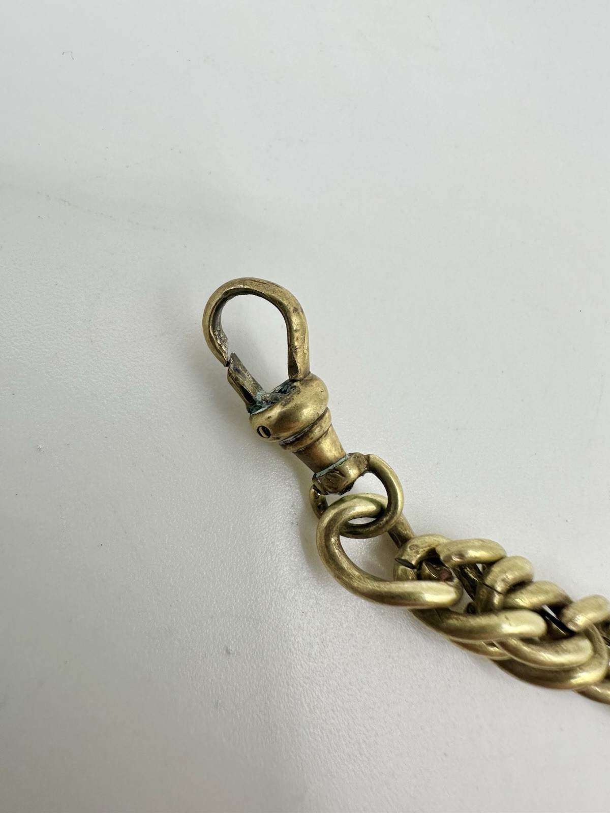 Antique VTG 7-8in Fob Chain Bracelet Cameo Brass? Gold Filled Swivel Clasp Read