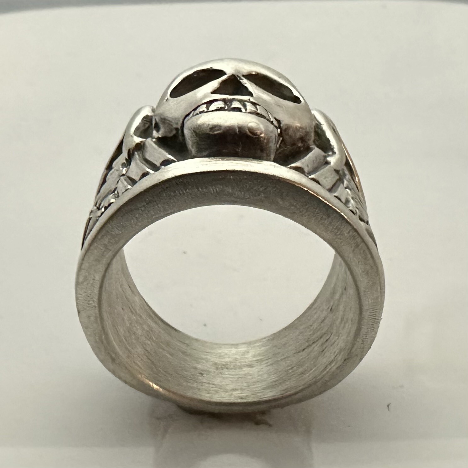 MJG STERLING SILVER WINGED SKULL RING @ 37 GR. Size 11 1/2. BIKER. GUITAR PLAYER