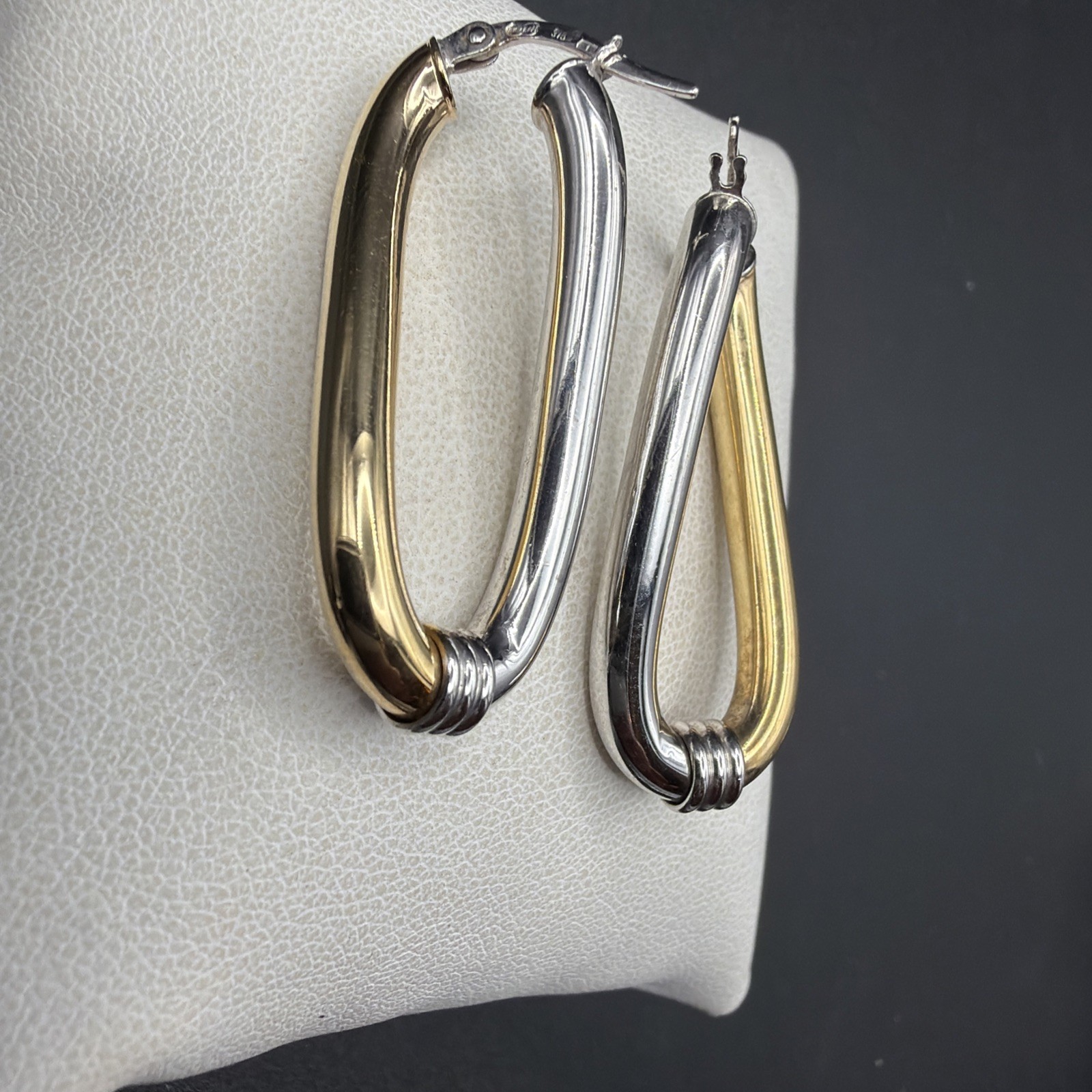 9ct Yellow And White Gold Twisted Creole Earrings