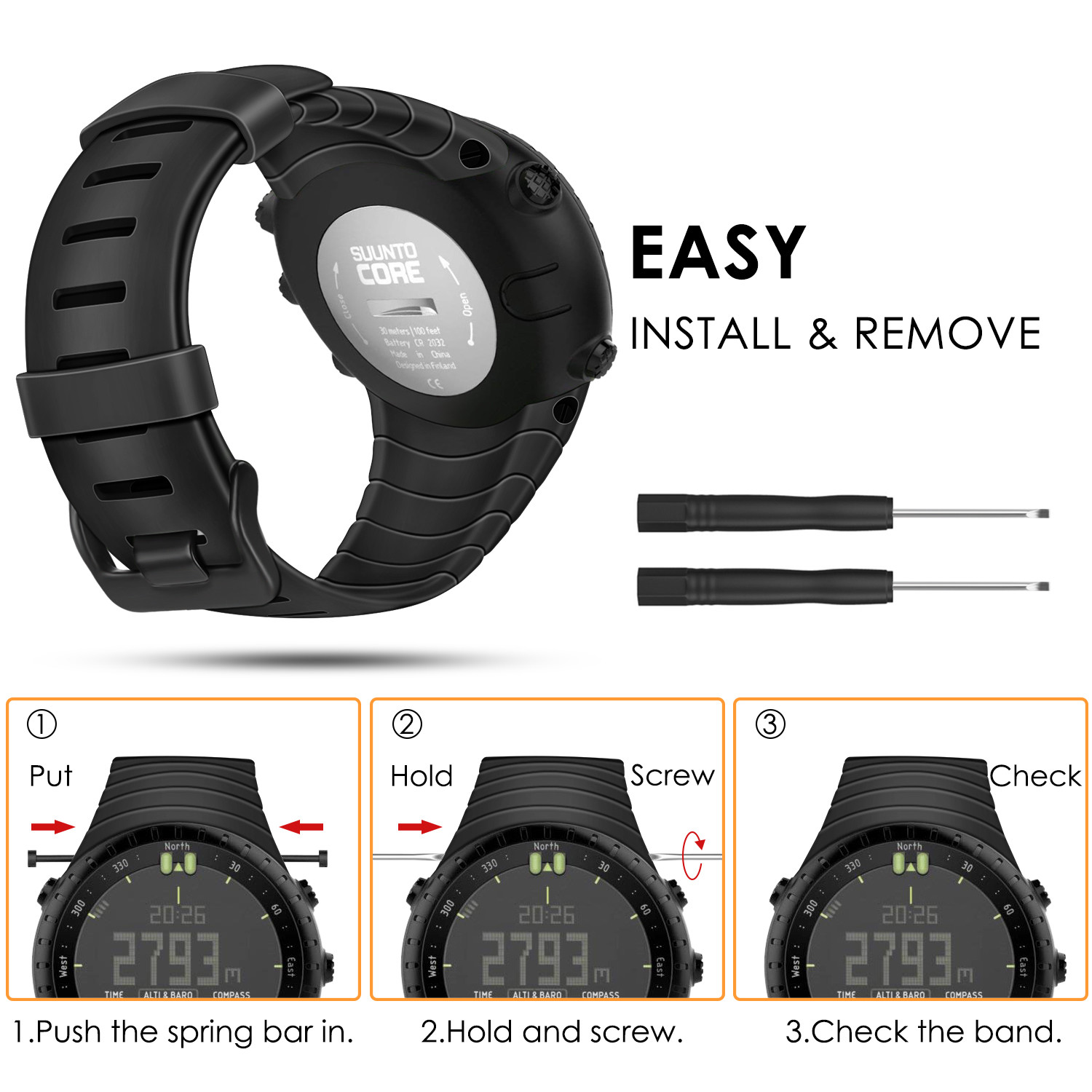 For Suunto Core Smart Watch Band 24mm Wrist Strap Replacement Sport Wristband