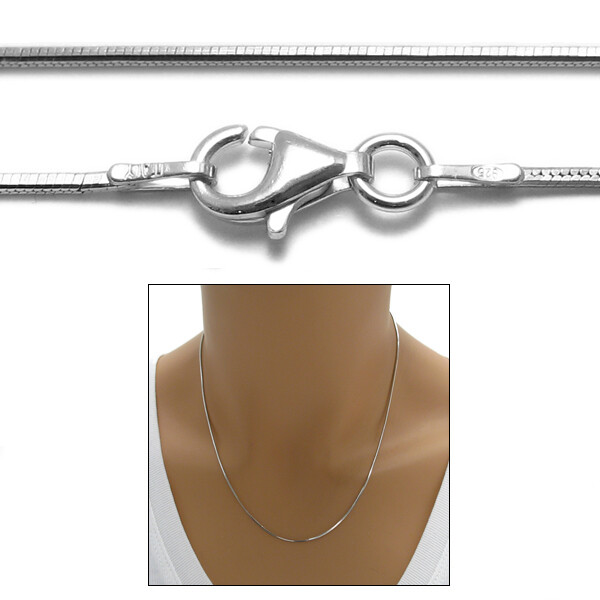 925 Sterling Silver 1mm Rhodium Diamond Cut Snake Chain Necklace (025 Gauge)