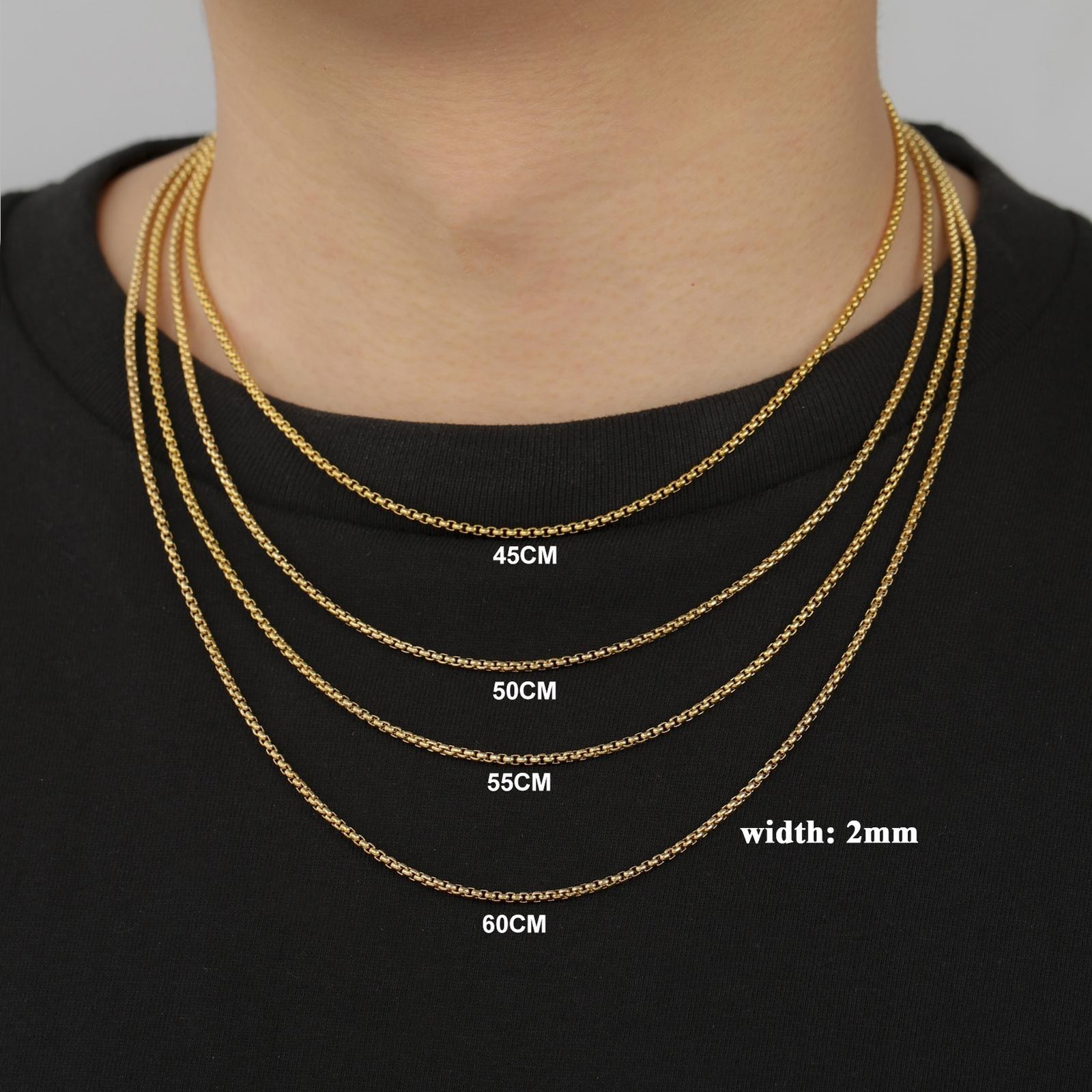 Men’s Stainless Steel Box Chain Necklace Thick Punk Style Fashion Jewelry Gift