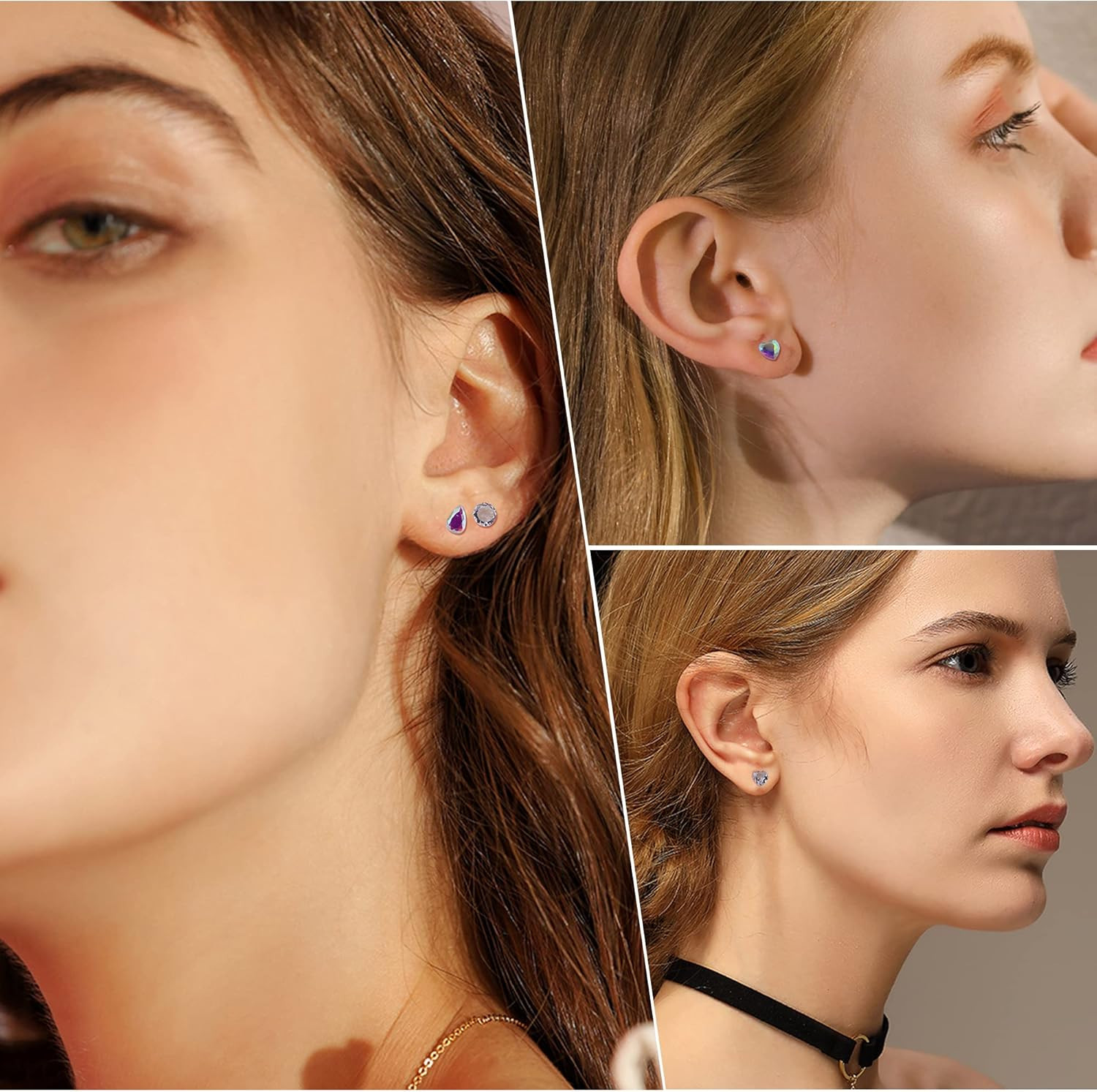 14Pairs Clear Plastic Earrings Stud Earrings for Women Rhinestone Acrylic Stud E