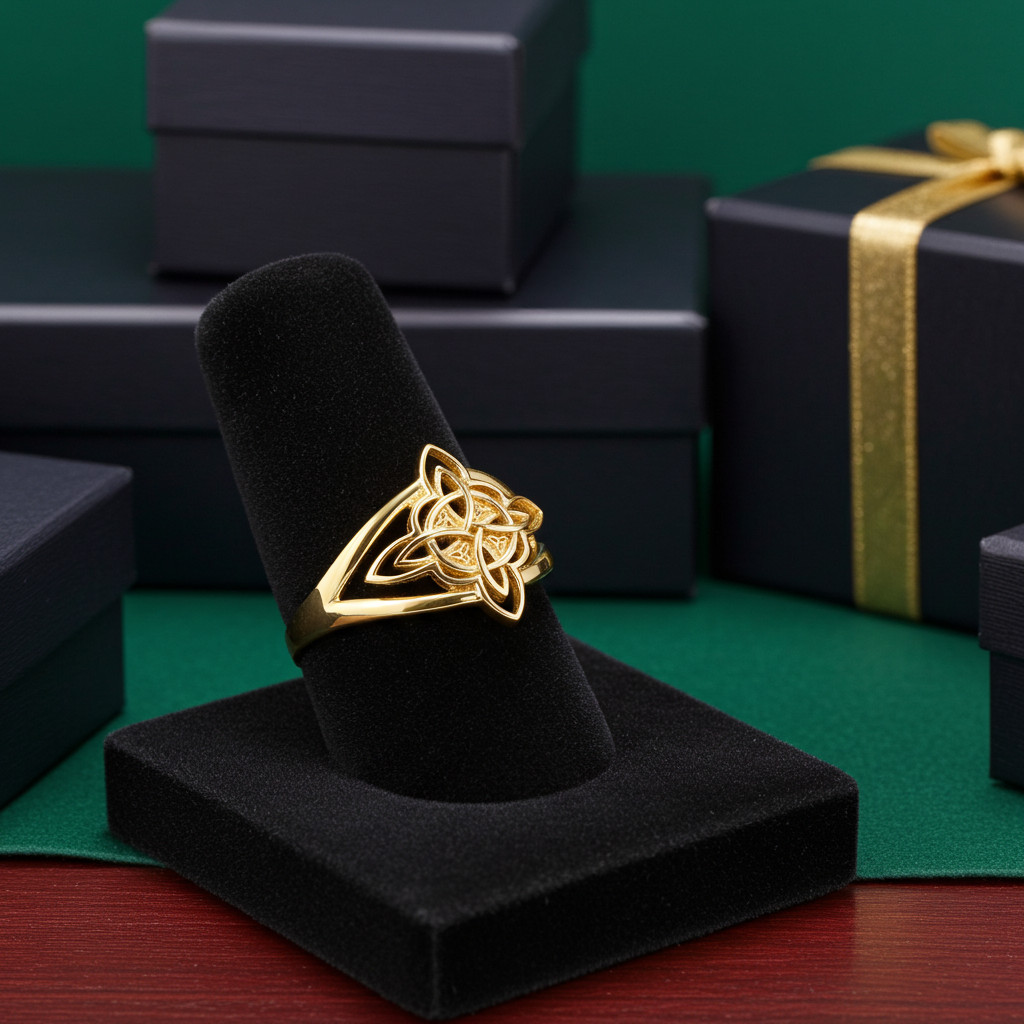 Gold Celtic Trinity Knot Triquetra Ring