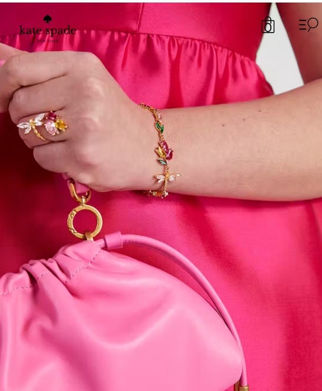 NWT Kate Spade Greenhouse Floral 12k Gold Plated CZ Crystals Bracelet