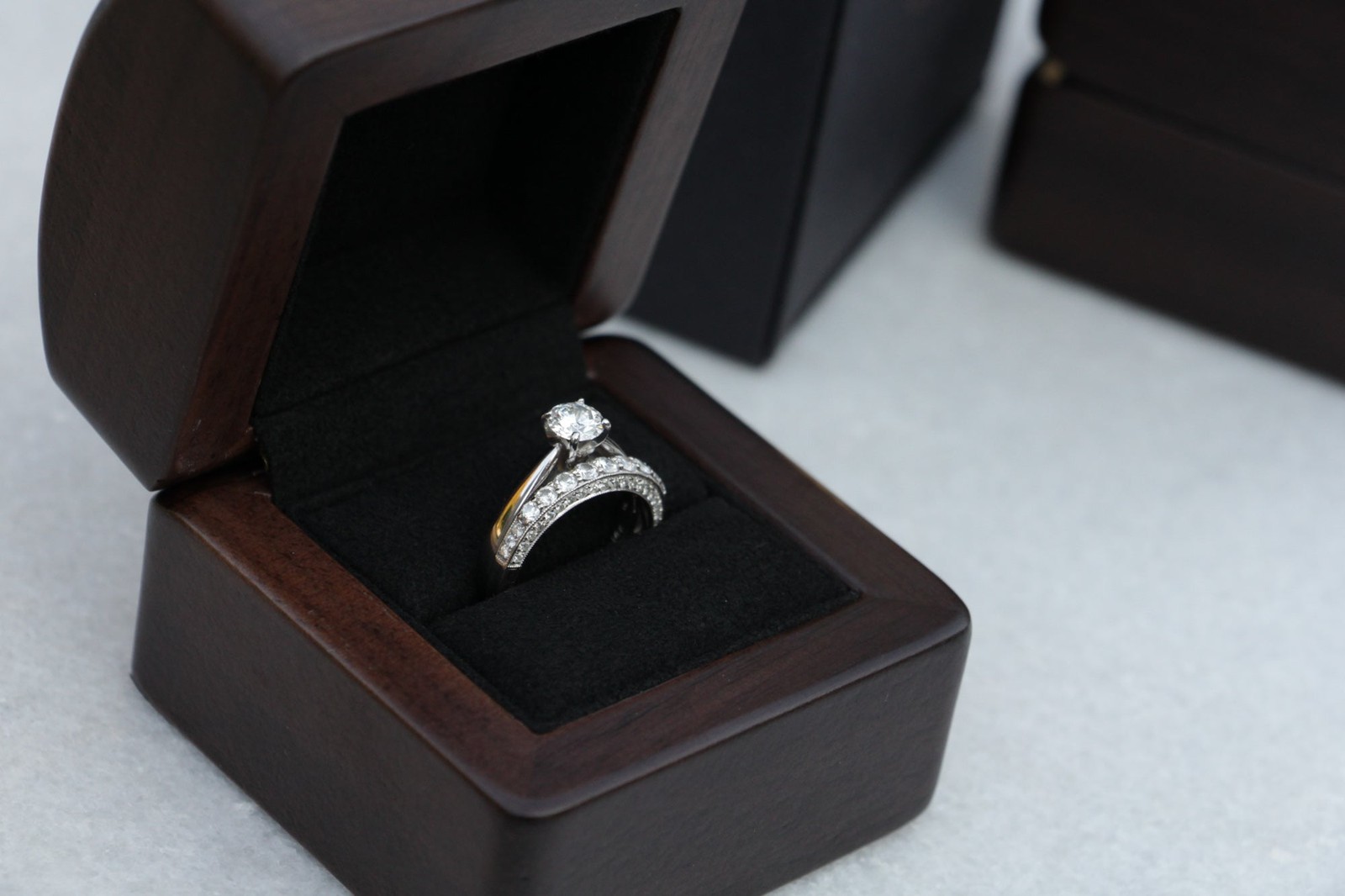 Luxury Walnut Wood Ring Box