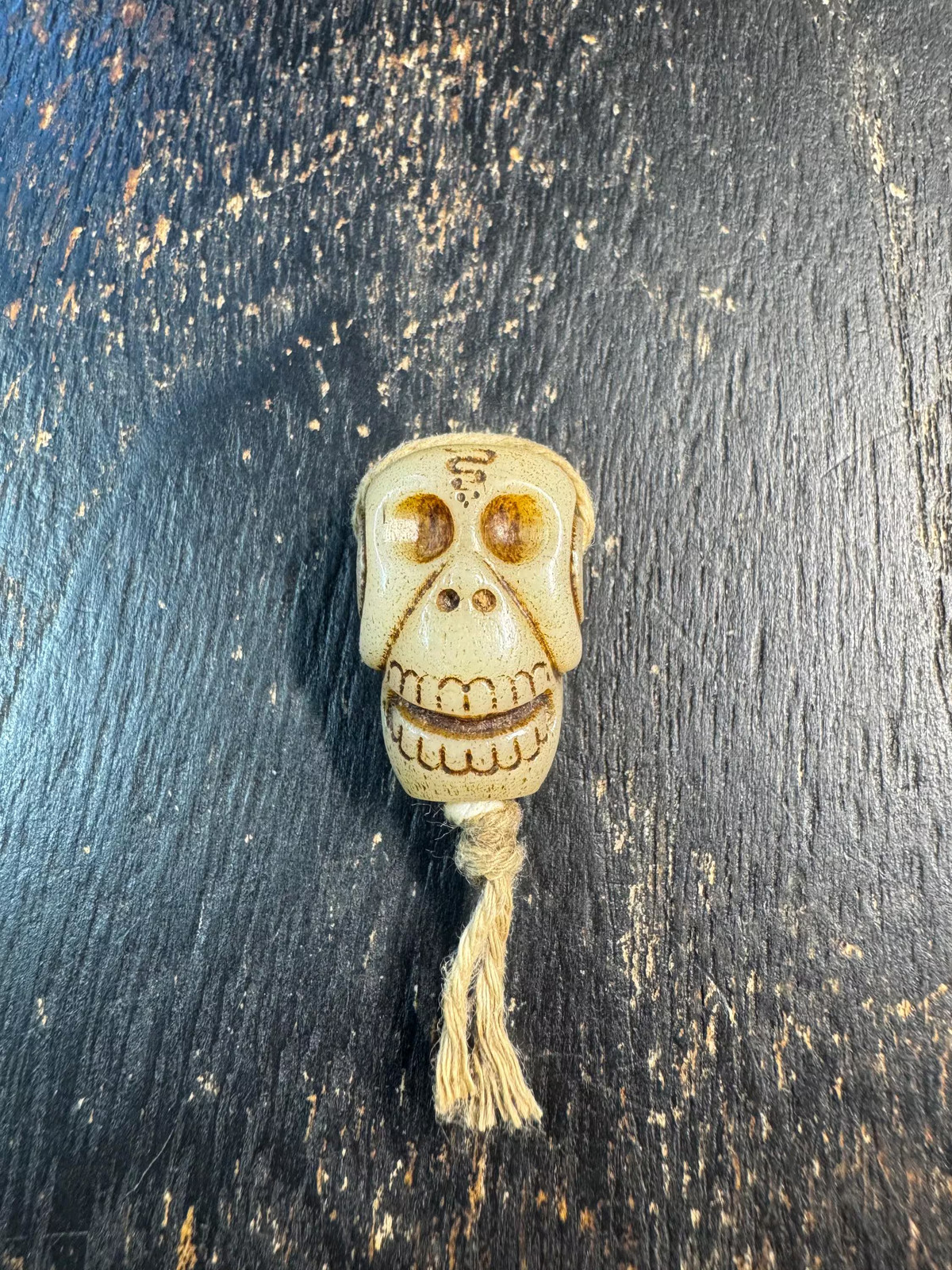 Hand Carved Yak Bone Citipati Skull Guru Bead – Tibetan Style Mala Center Bead,