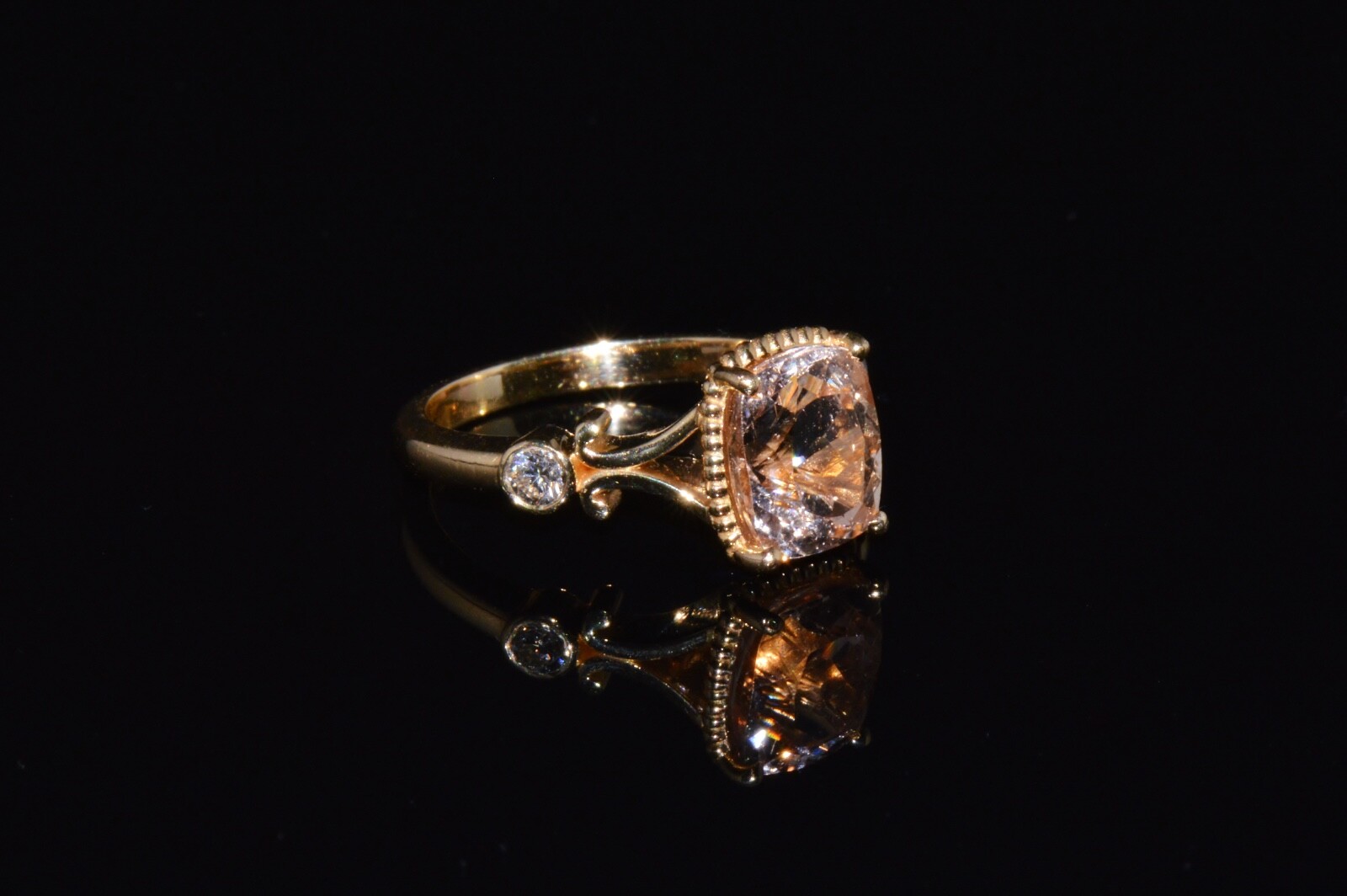 Certified Natural 2.82Cts Diamond Morganite 18K Gold Filigree Engagement Ring