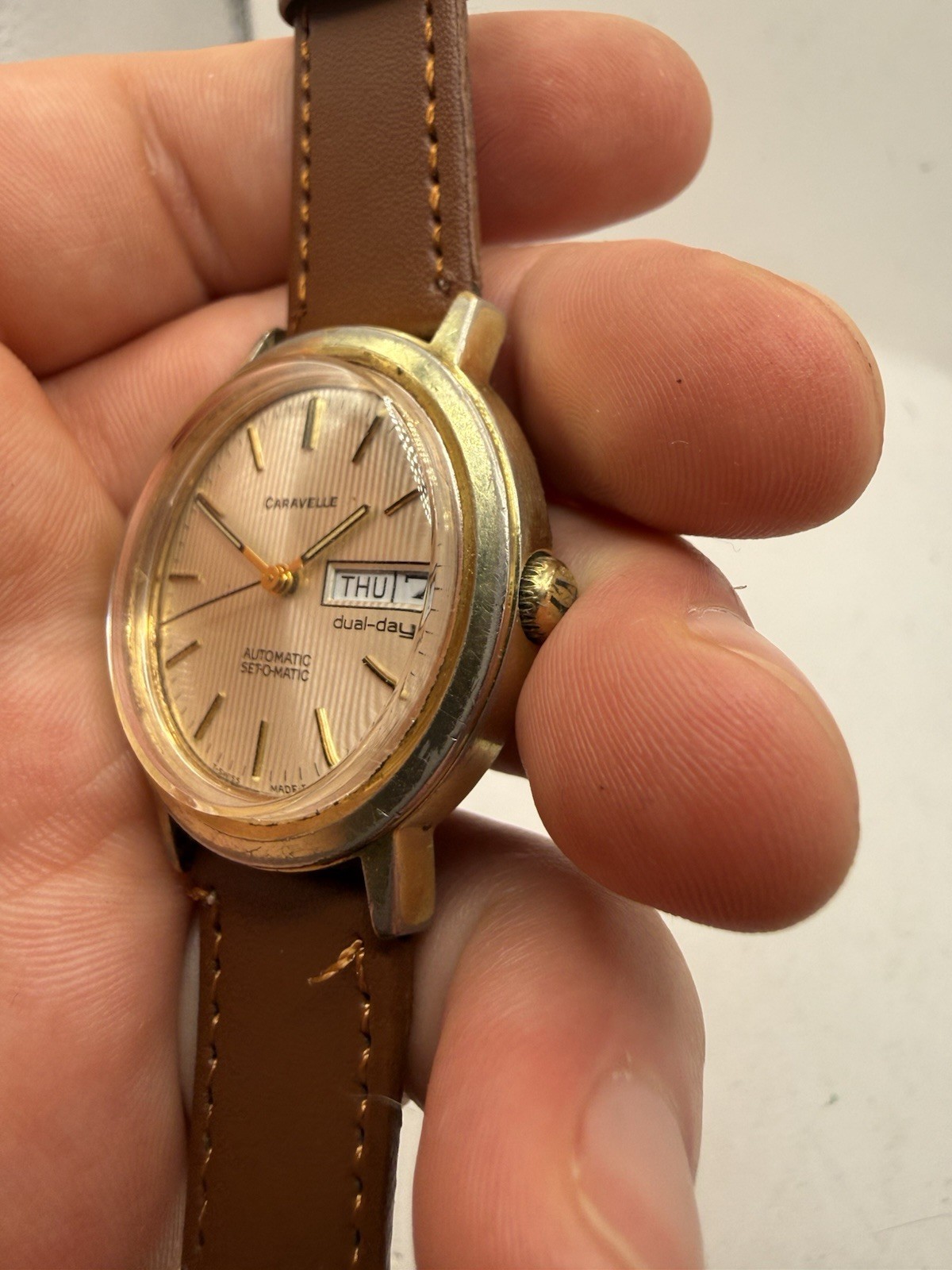 1978 Caravelle Set-O-Matic Automatic Men’s Wrist Watch Swiss Date Stainless