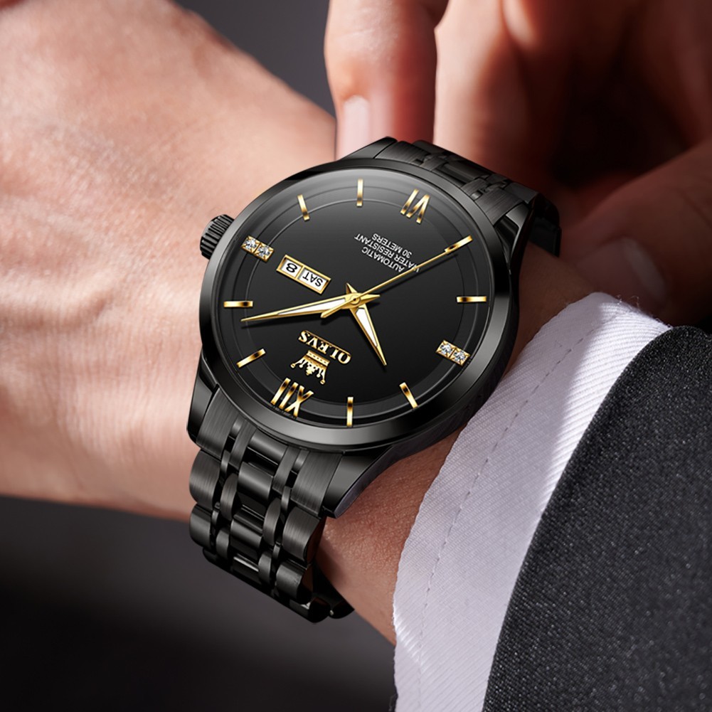 OLEVS 7061 Fashion Luxury Stainless Steel Strap Automatic Mechanical Wristwatch`