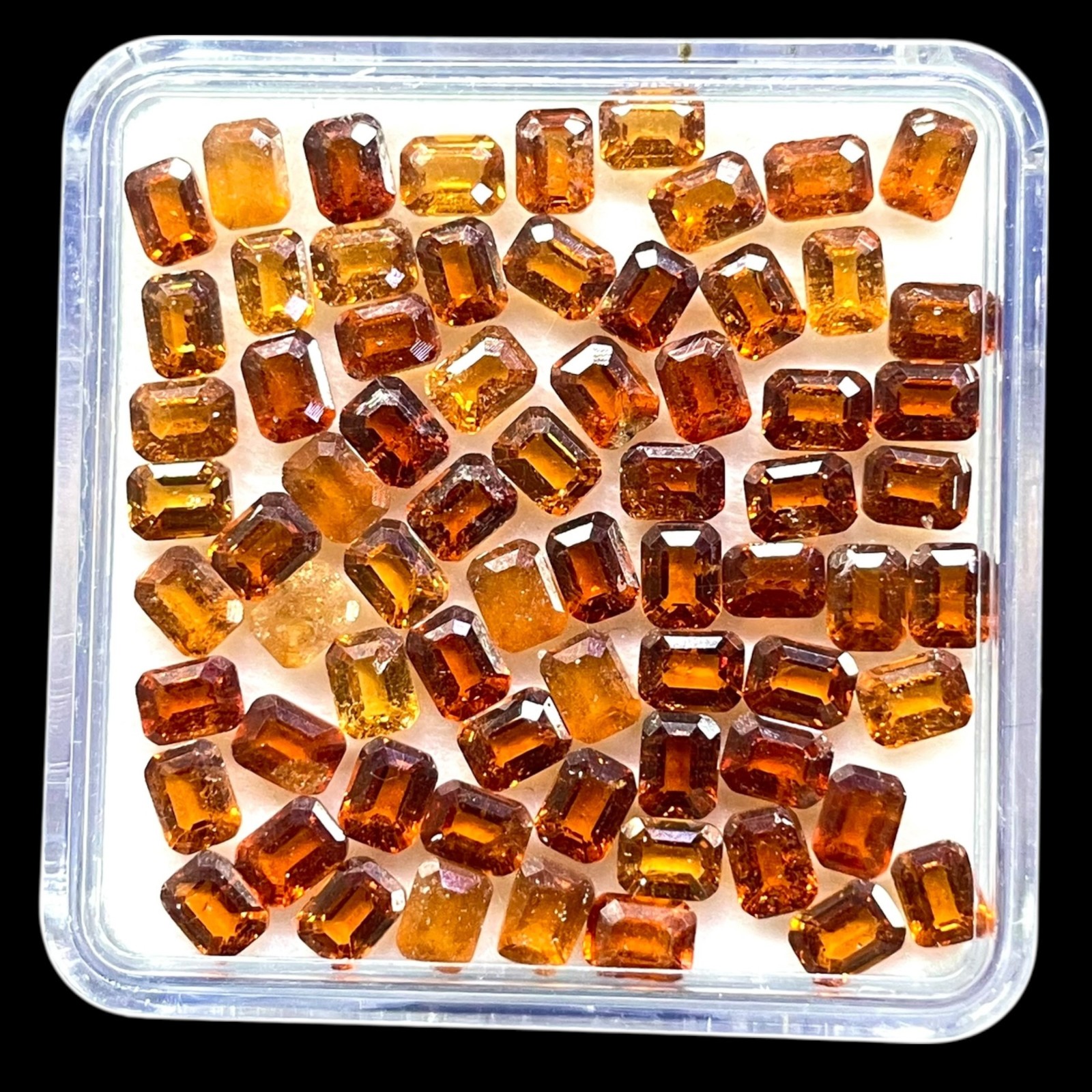 50 Pcs Natural Hessonite Garnet 3.8×2.8mm Emerald Cut Loose Untreated Gemstones