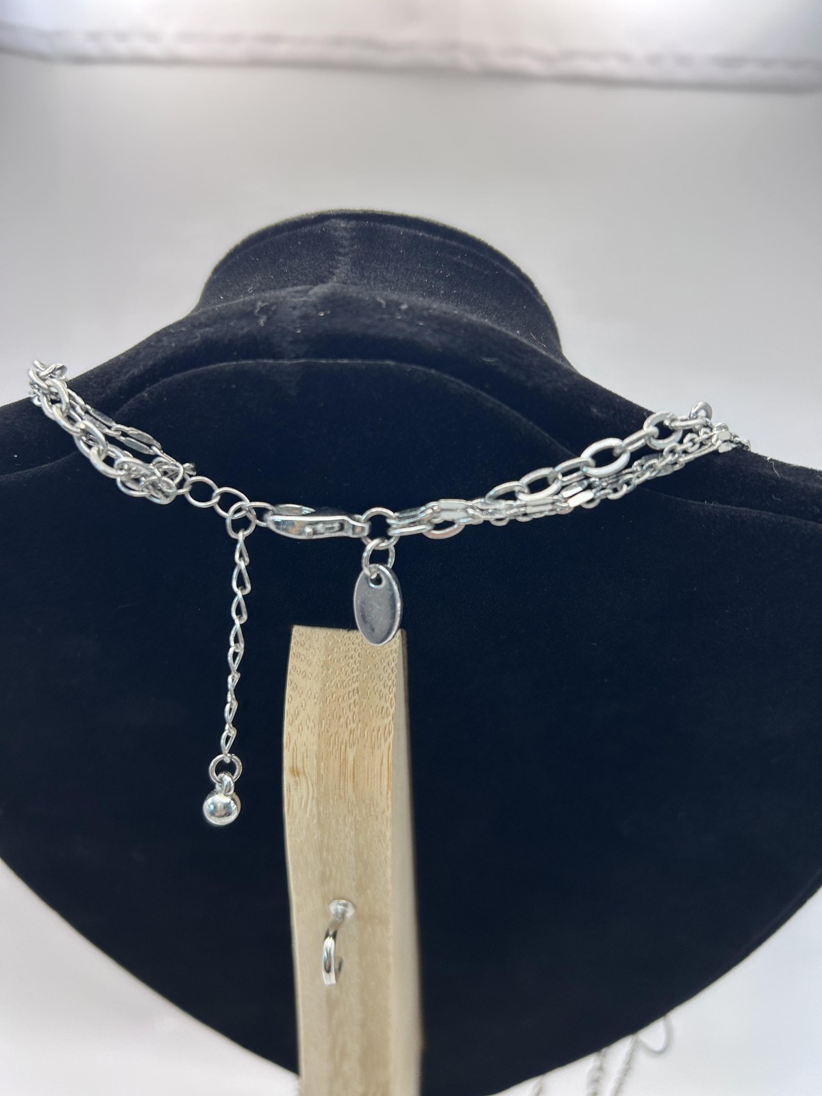 Necklace Silver Tone Layered Circle Station Chain Lobster Clasp Minimalist 18 In