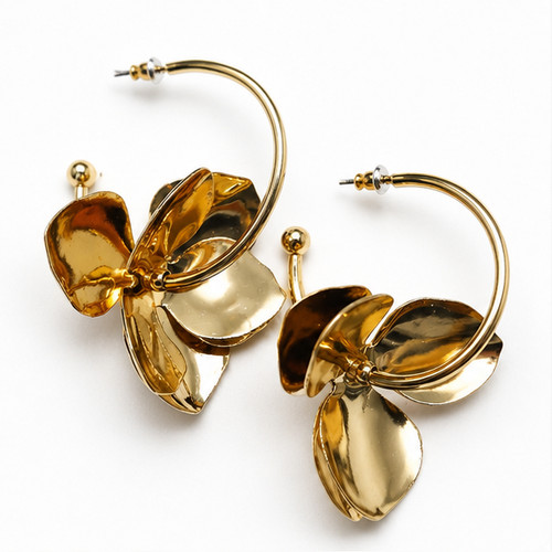 Avon Flower Burst Hoop Gold Tone Earrings In Original Box Fast Shipping