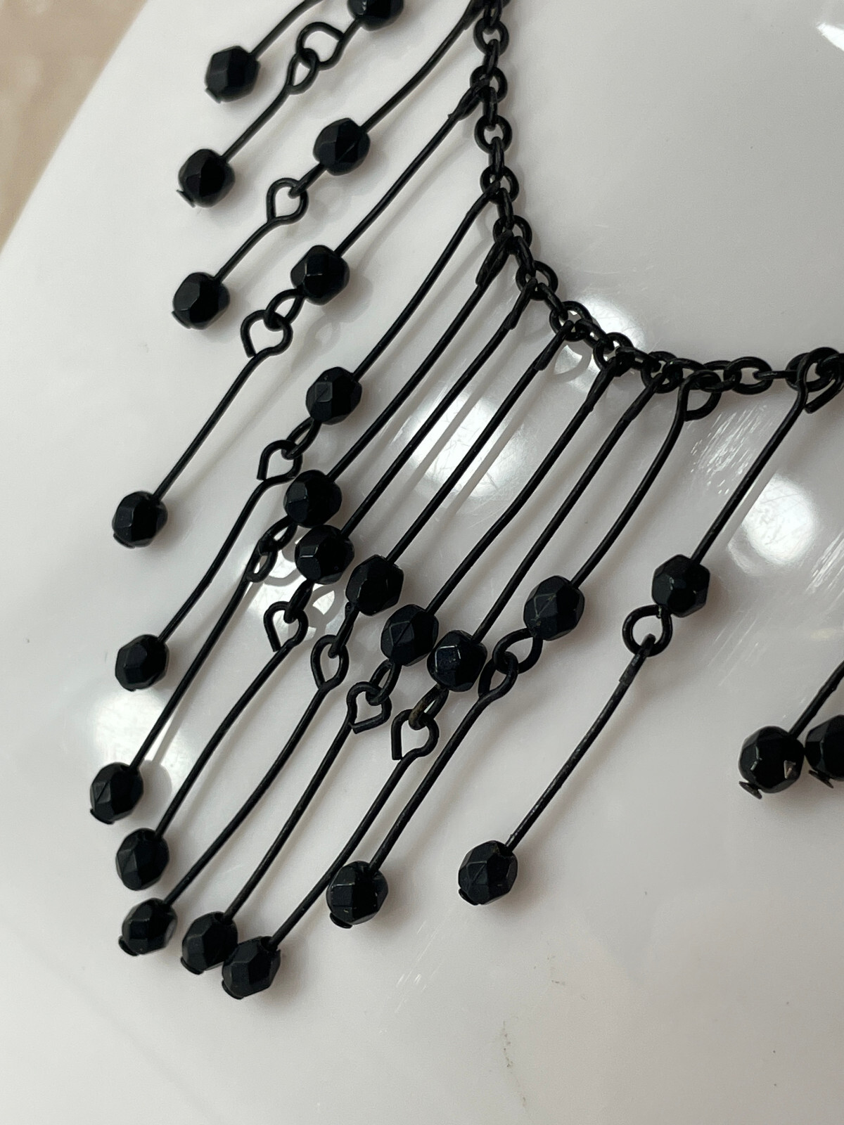 Vida Jewels Black Bar Bead Charm Statement Necklace 18 inches