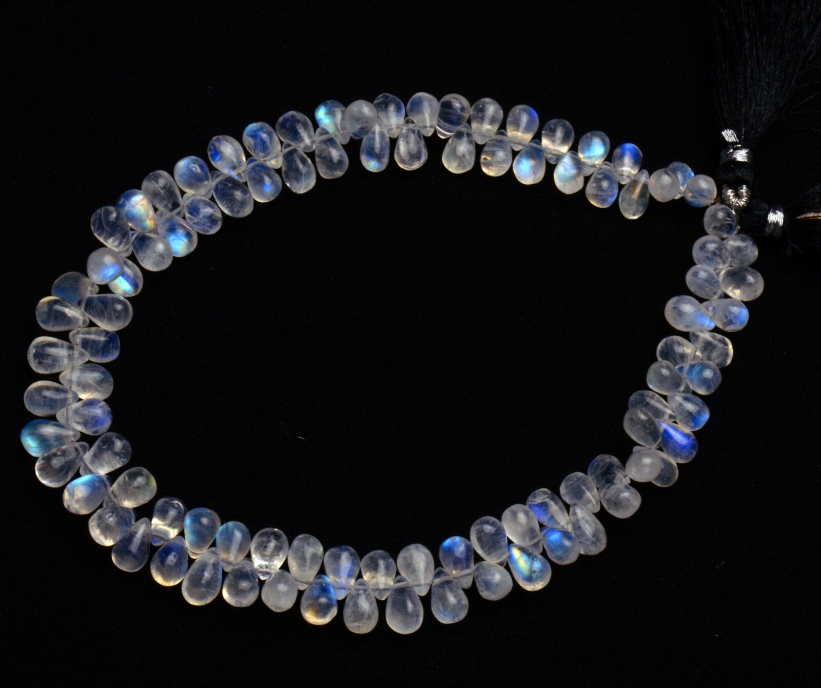 Natural Gem Rainbow Moonstone 7x5mm Approx Size Teardrop Shape Smooth Beads 10″