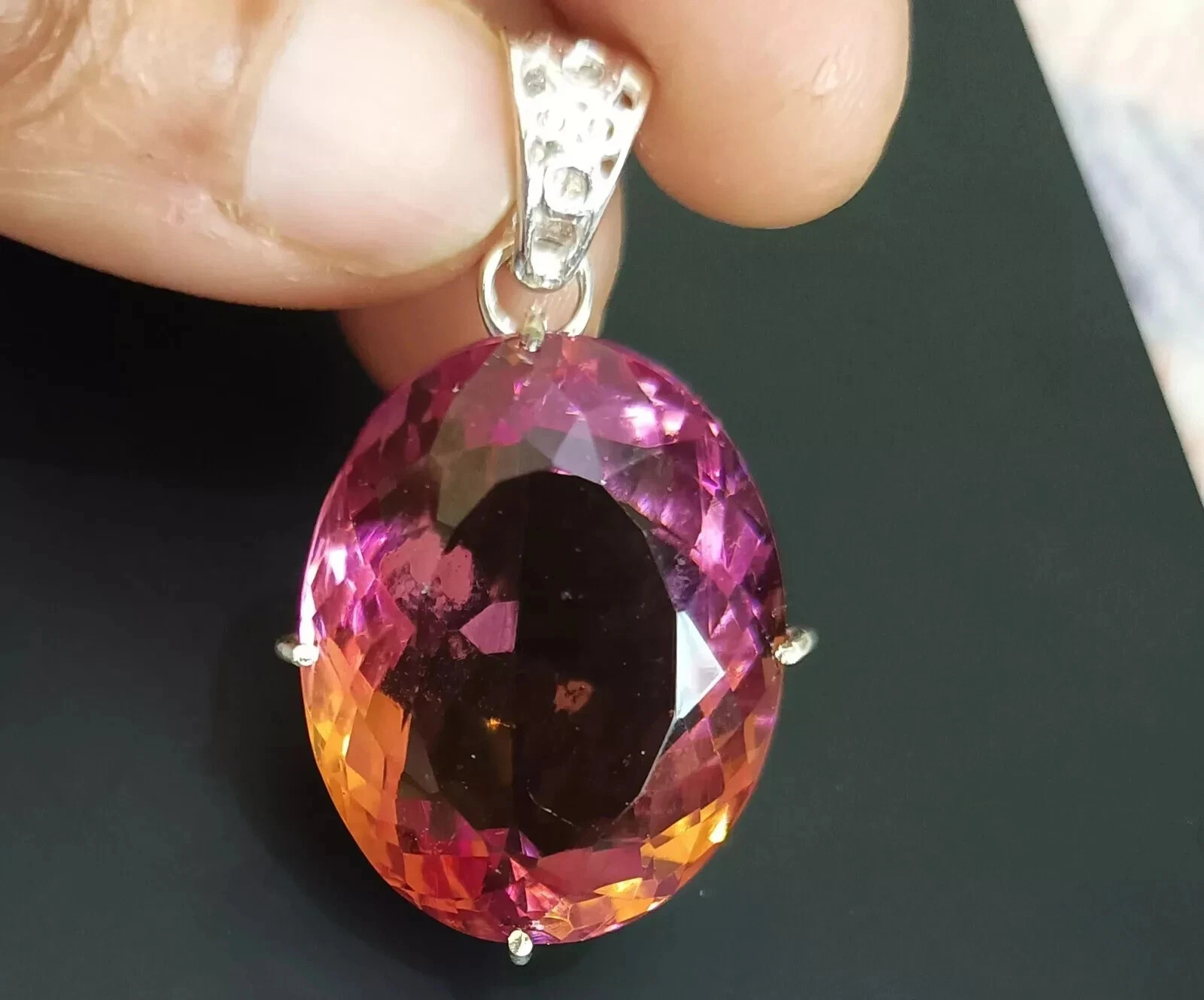 Certified 55.60 Ct+ Natural Zultanite 7 Color Loose Gemstone 925 Silver Pendant