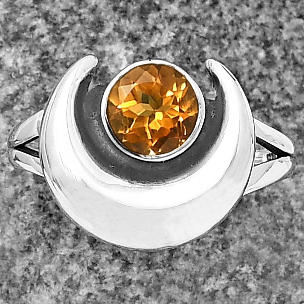 Crescent Moon Natural Gemstone Ring 925 Sterling Silver Handmade Jewelry DGR1117