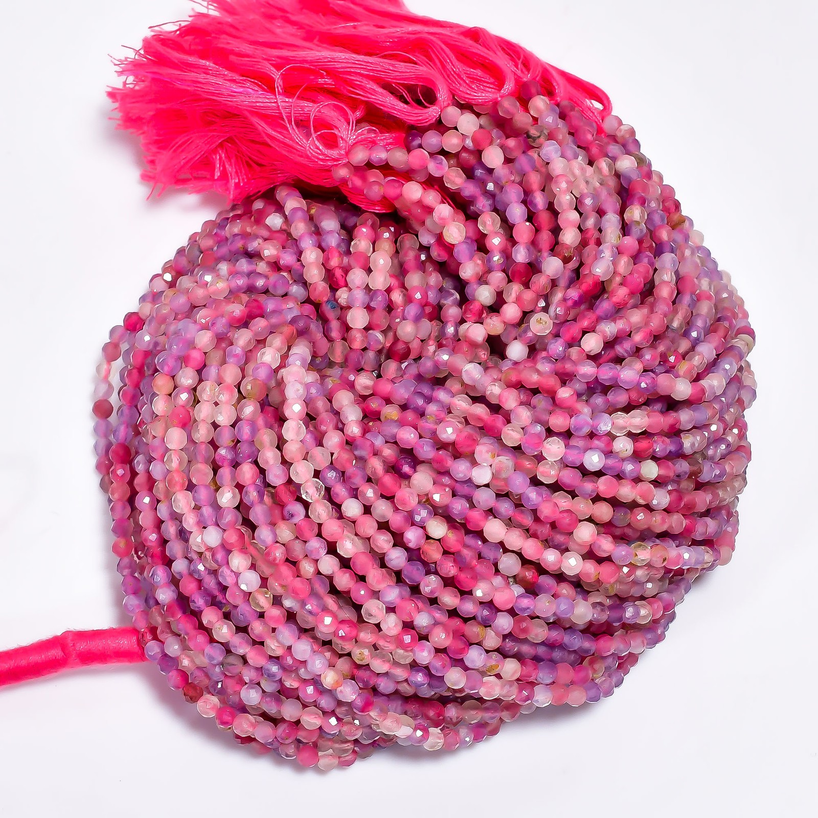 Natural Pink Tourmaline Gemstone Round Faceted Beads 3X3 mm Strand 13″ AB-679