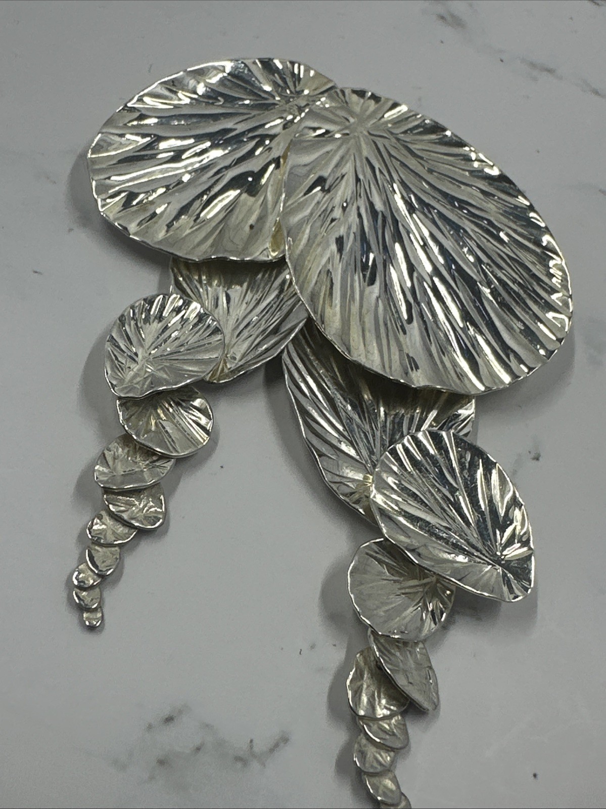 Ann King 925 Sterling Silver Leaf Cascade Articulated Brooch Handmade USA 17G